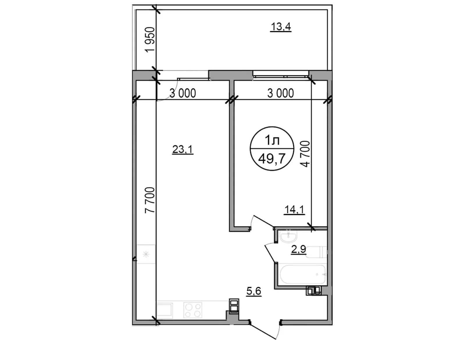 Продается 1-комнатная квартира 49.7 кв. м в Басовке, цена: 31311 $