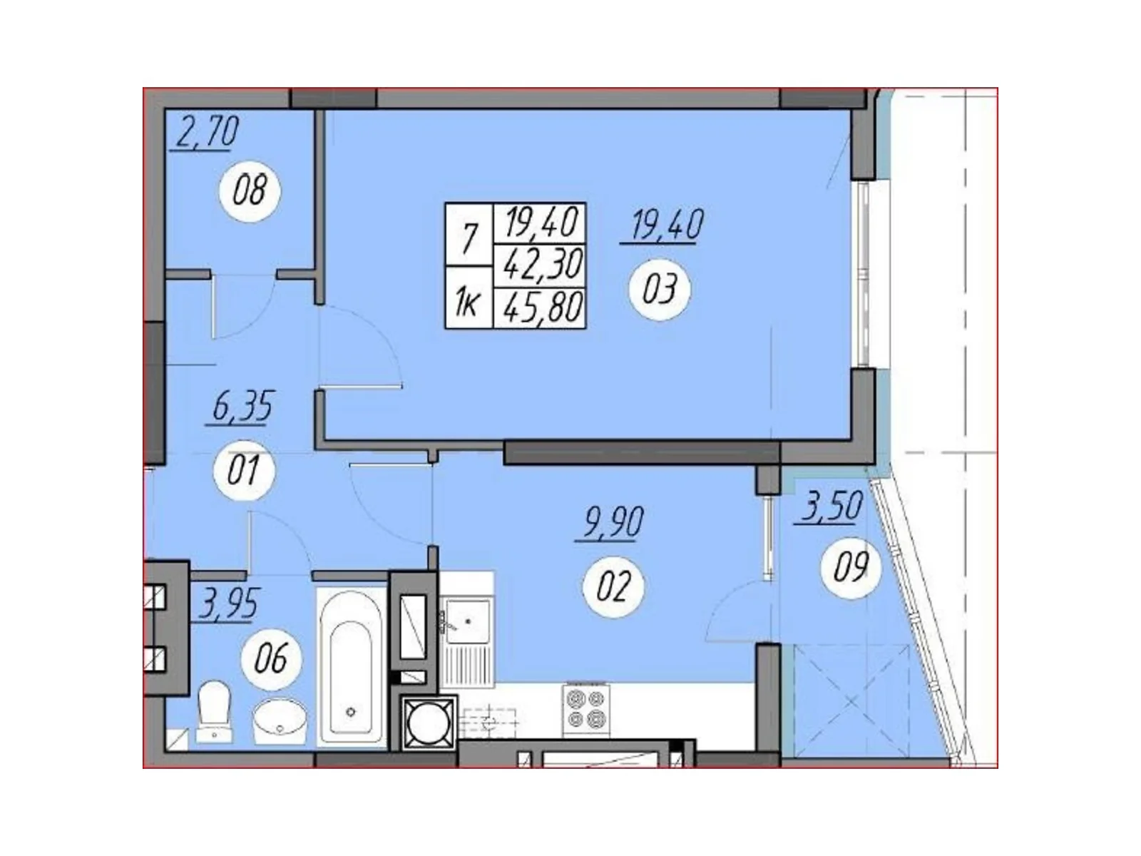 1-комнатная квартира 45.8 кв. м в Тернополе, цена: 36549 $