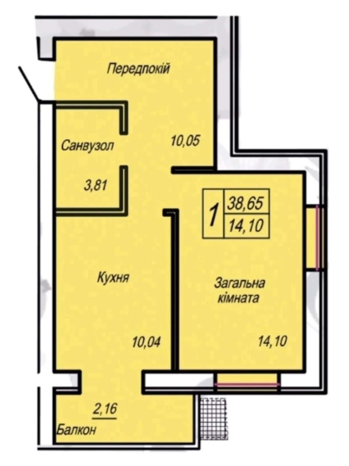 Продается 1-комнатная квартира 39 кв. м в Житомире, ул. Евгения Рыхлика - фото 1