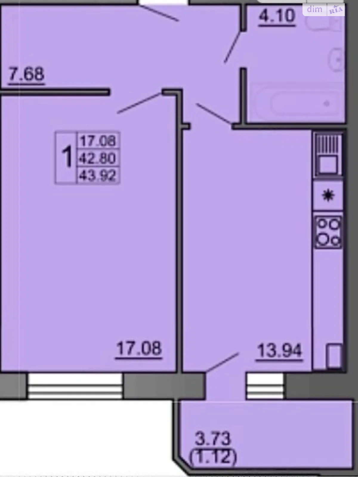 1-кімнатна квартира 47 кв. м у Тернополі, цена: 32500 $