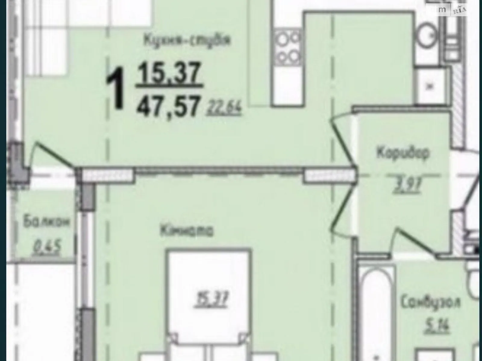 Продается 1-комнатная квартира 47.2 кв. м в Львове, ул. Трускавецкая