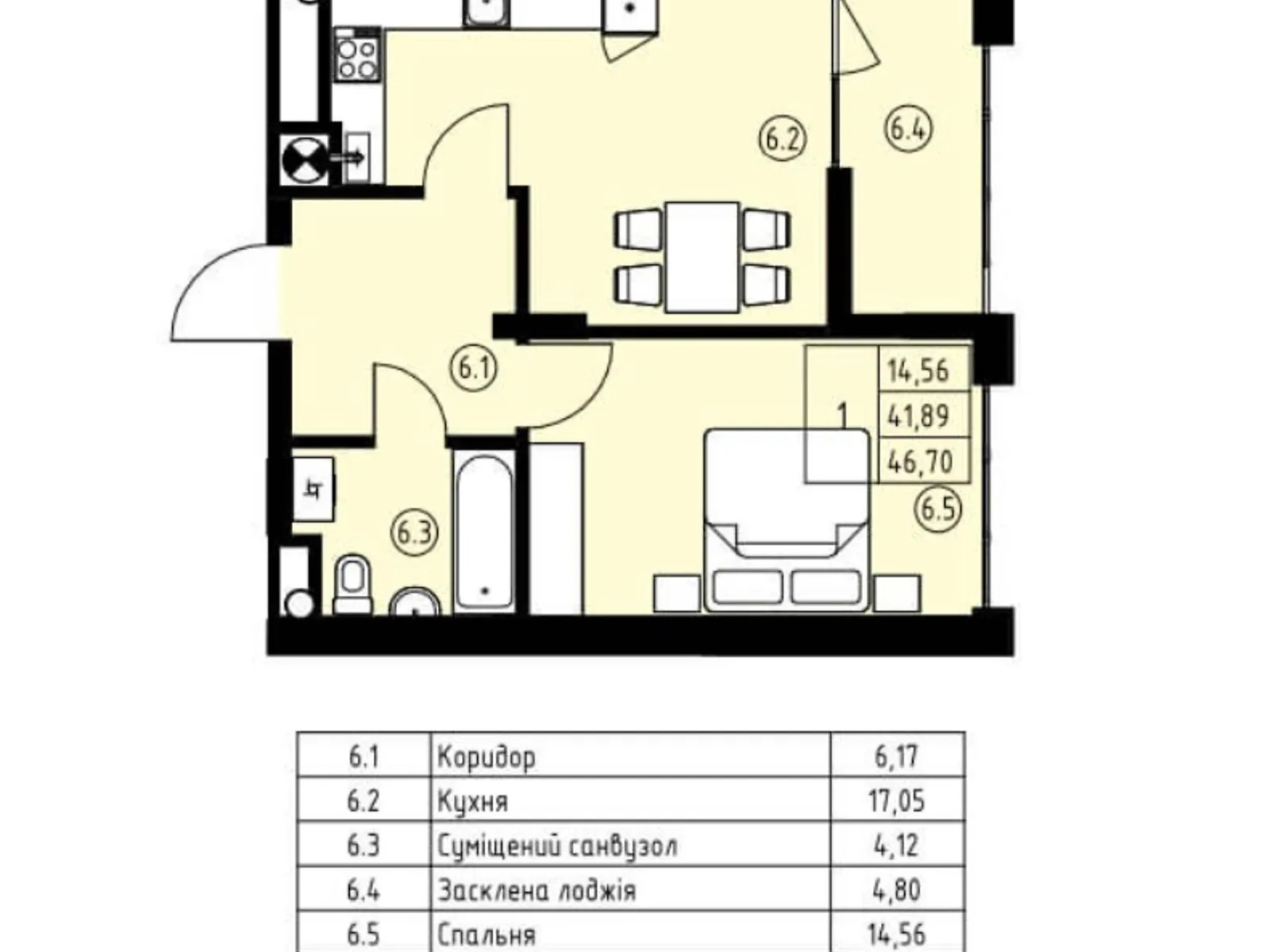 Продается 1-комнатная квартира 46 кв. м в Львове, ул. Владимира Навроцкого, 4 - фото 1