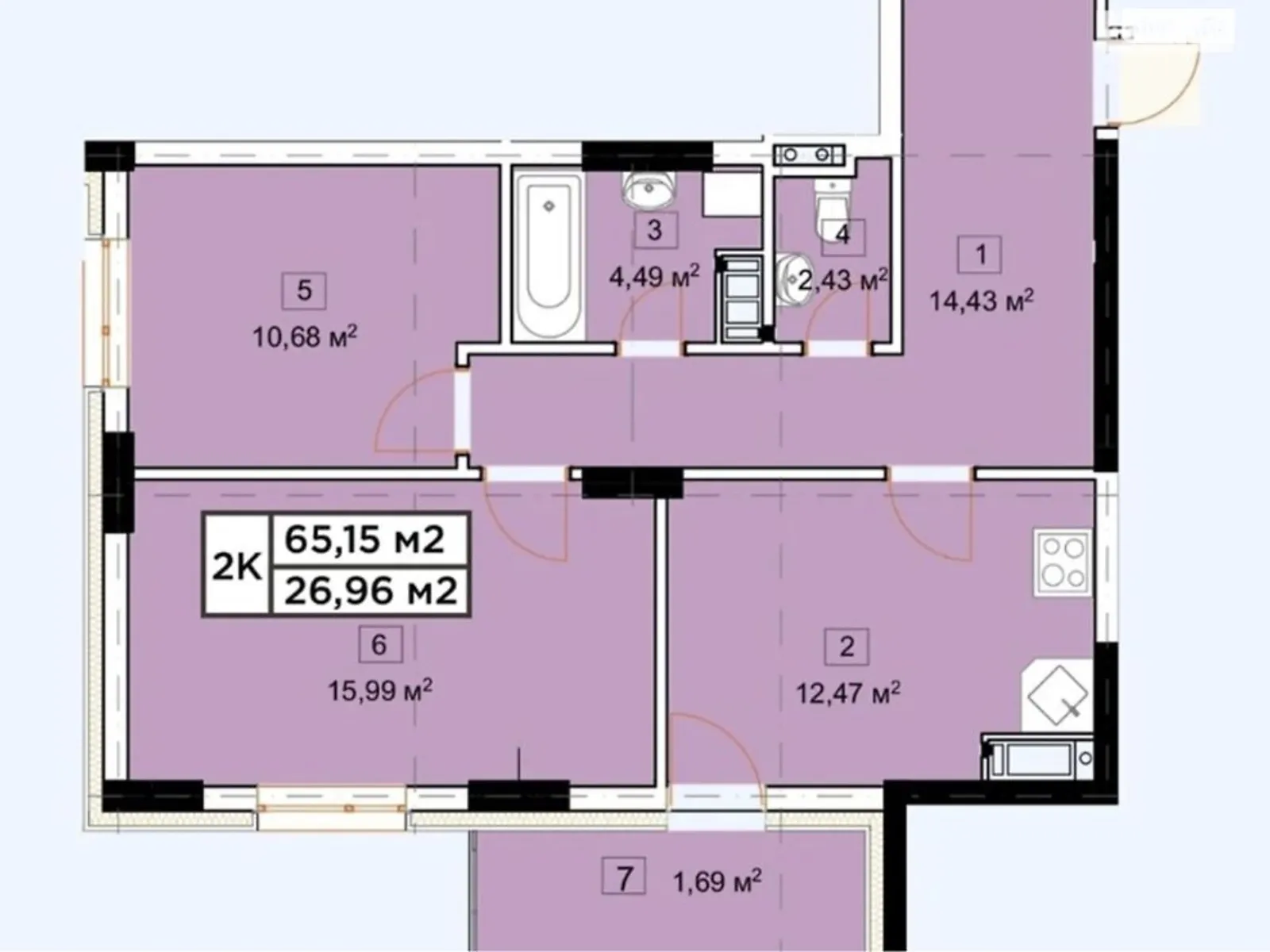 Продается 2-комнатная квартира 65.5 кв. м в Львове, цена: 72000 $ - фото 1