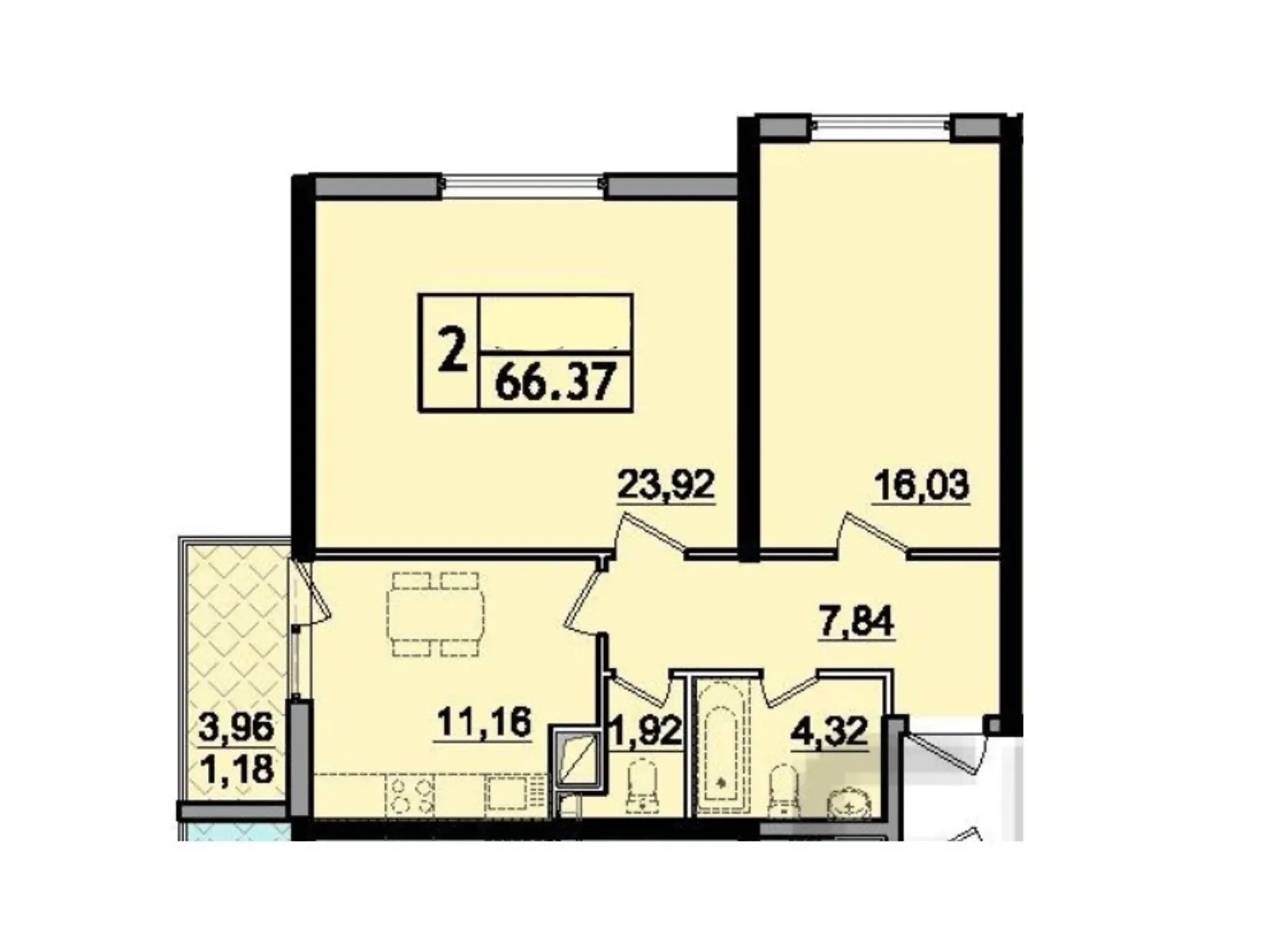 Продается 2-комнатная квартира 66 кв. м в Крыжановка, цена: 43000 $