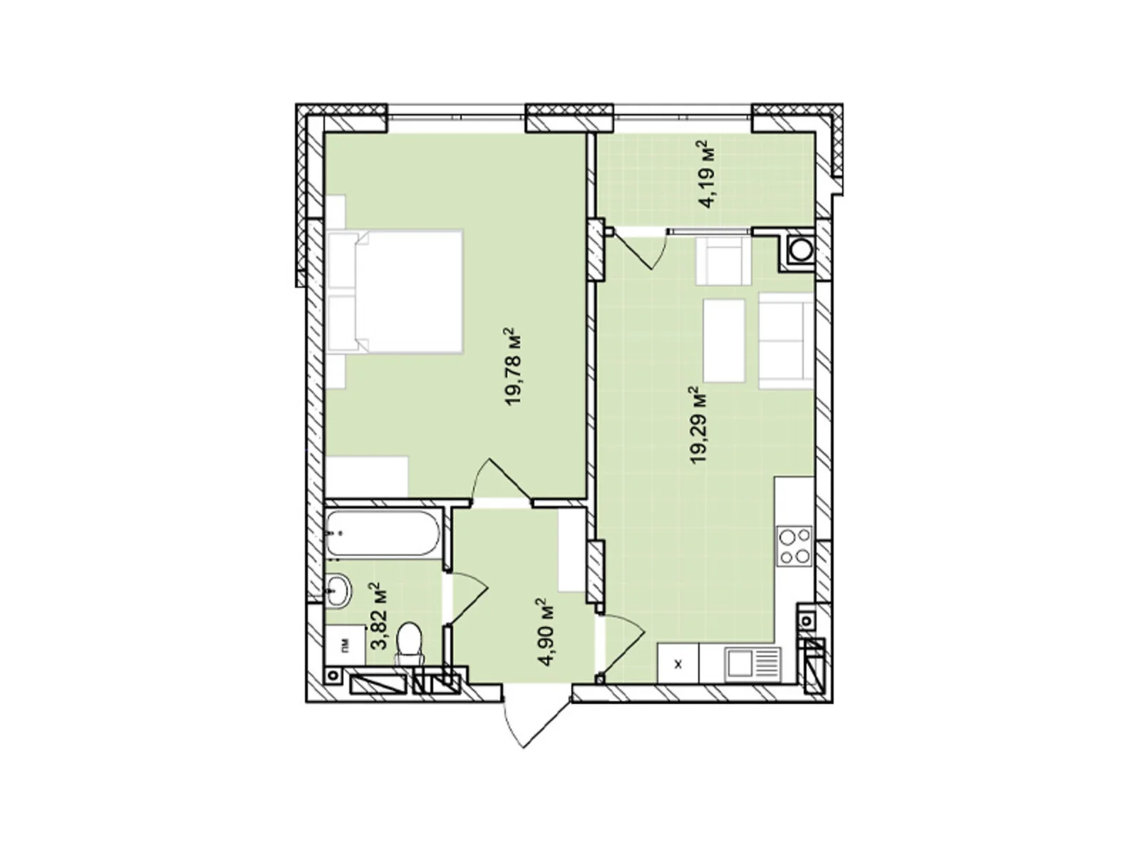 Продается 1-комнатная квартира 52.3 кв. м в Львове, цена: 91525 $ - фото 1