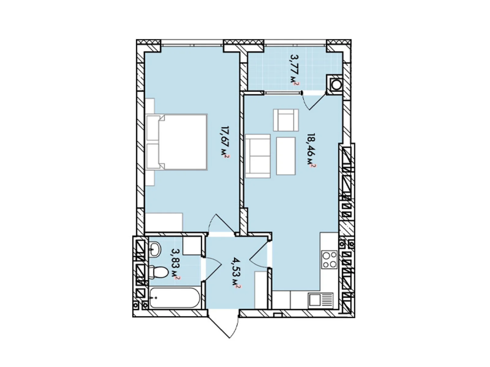 Продается 1-комнатная квартира 48.3 кв. м в Львове, цена: 71967 $