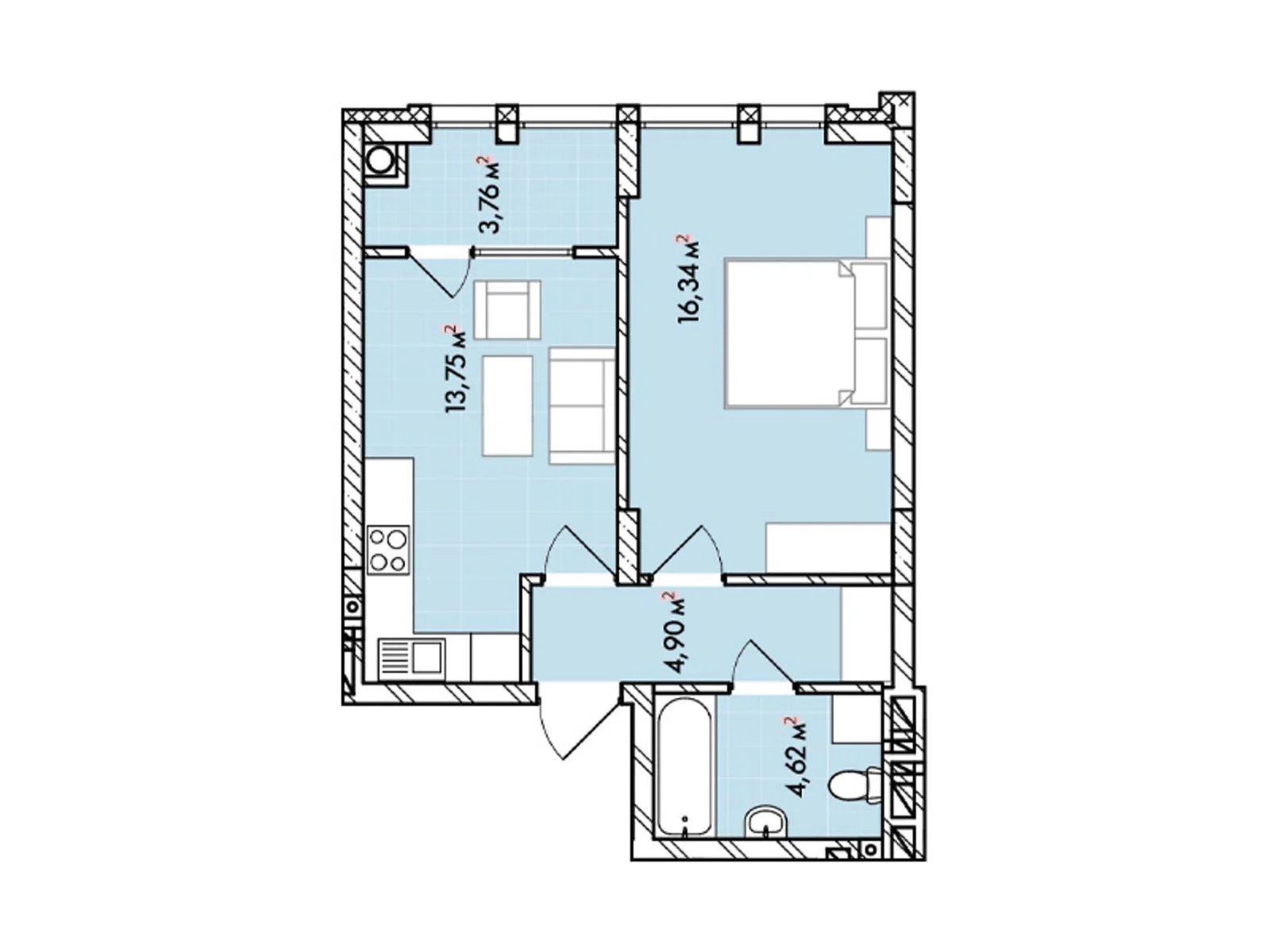 Продается 1-комнатная квартира 43.4 кв. м в Львове, цена: 68138 $