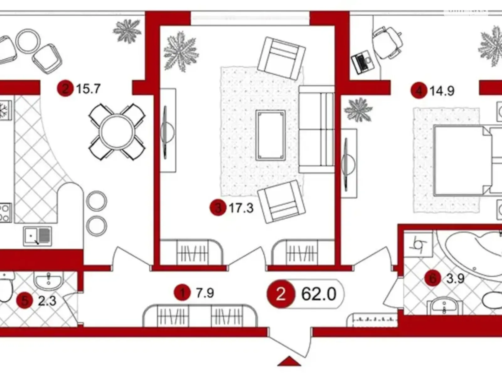 Продається 2-кімнатна квартира 64.9 кв. м у Микитинцях, цена: 45000 $