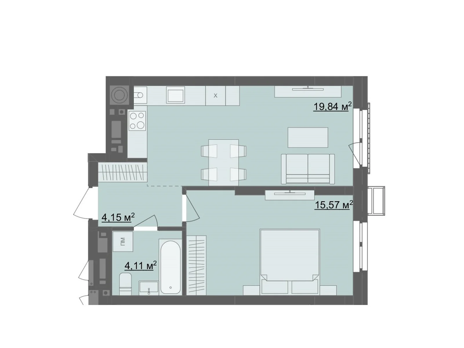 Продается 1-комнатная квартира 43.52 кв. м в Житомире, цена: 31770 $