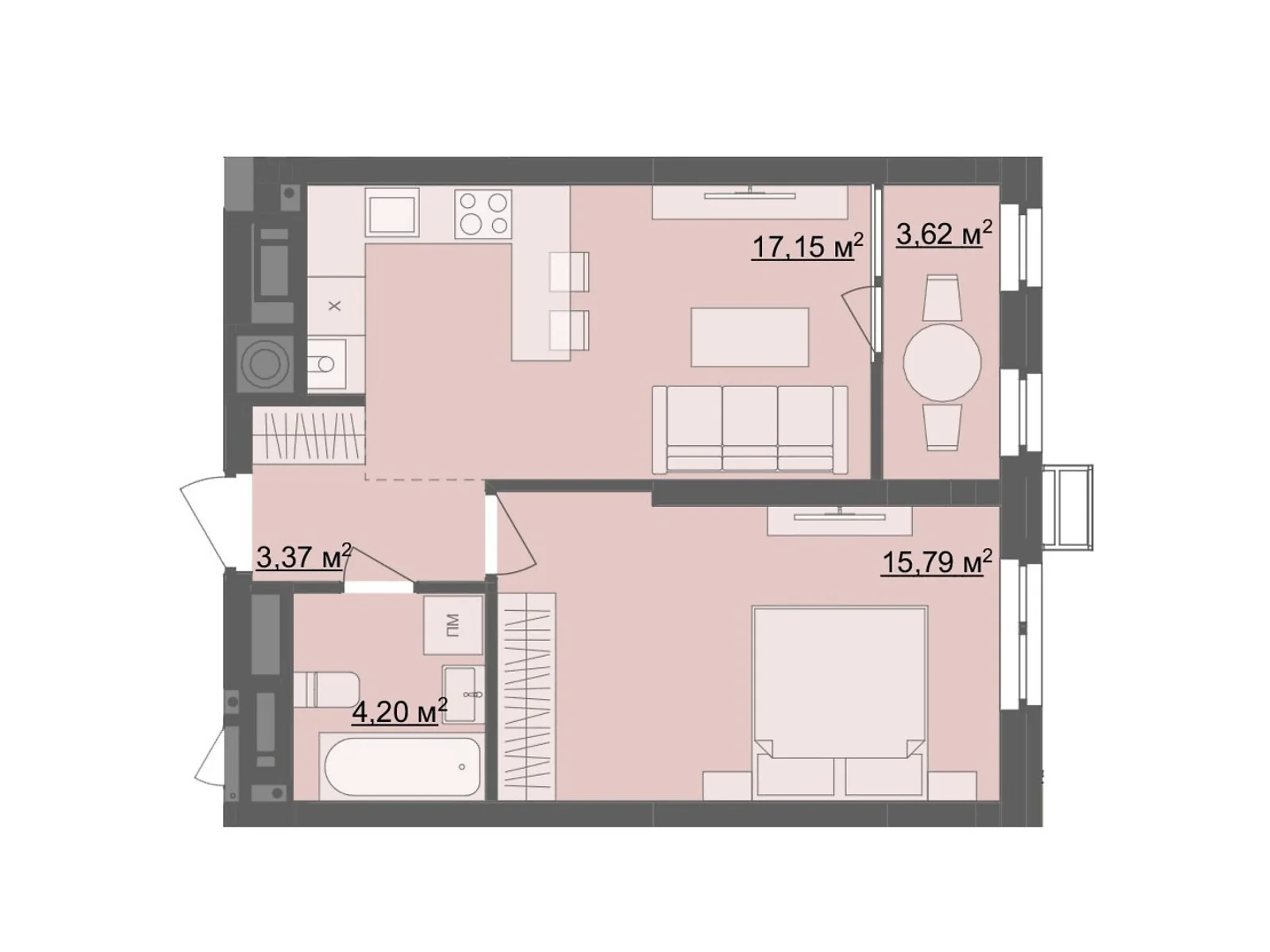 Продается 1-комнатная квартира 44.13 кв. м в Житомире, пр. Шпаковский, 25 - фото 1