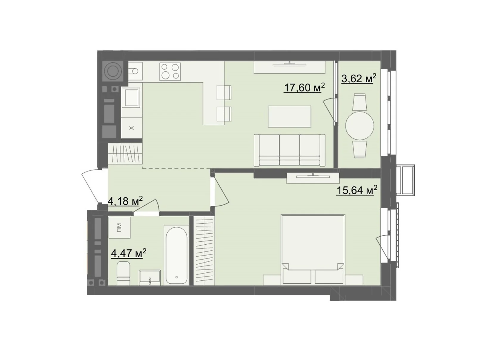 Продается 1-комнатная квартира 48.65 кв. м в Житомире, цена: 33569 $