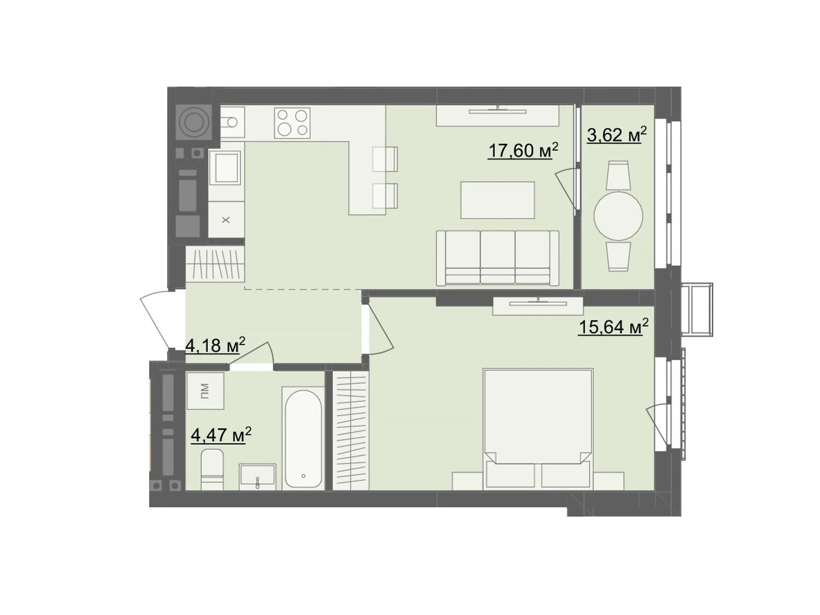 Продается 1-комнатная квартира 45.51 кв. м в Житомире, бул. Тетеревский, 25 - фото 1