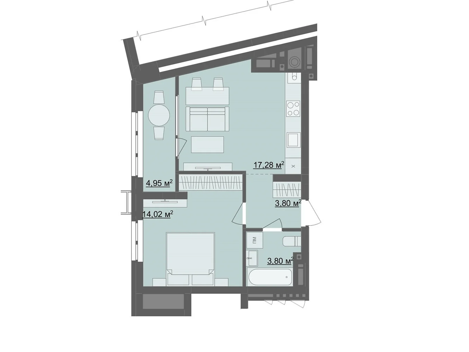 Продается 1-комнатная квартира 44.22 кв. м в Житомире, пр. Шпаковский, 25