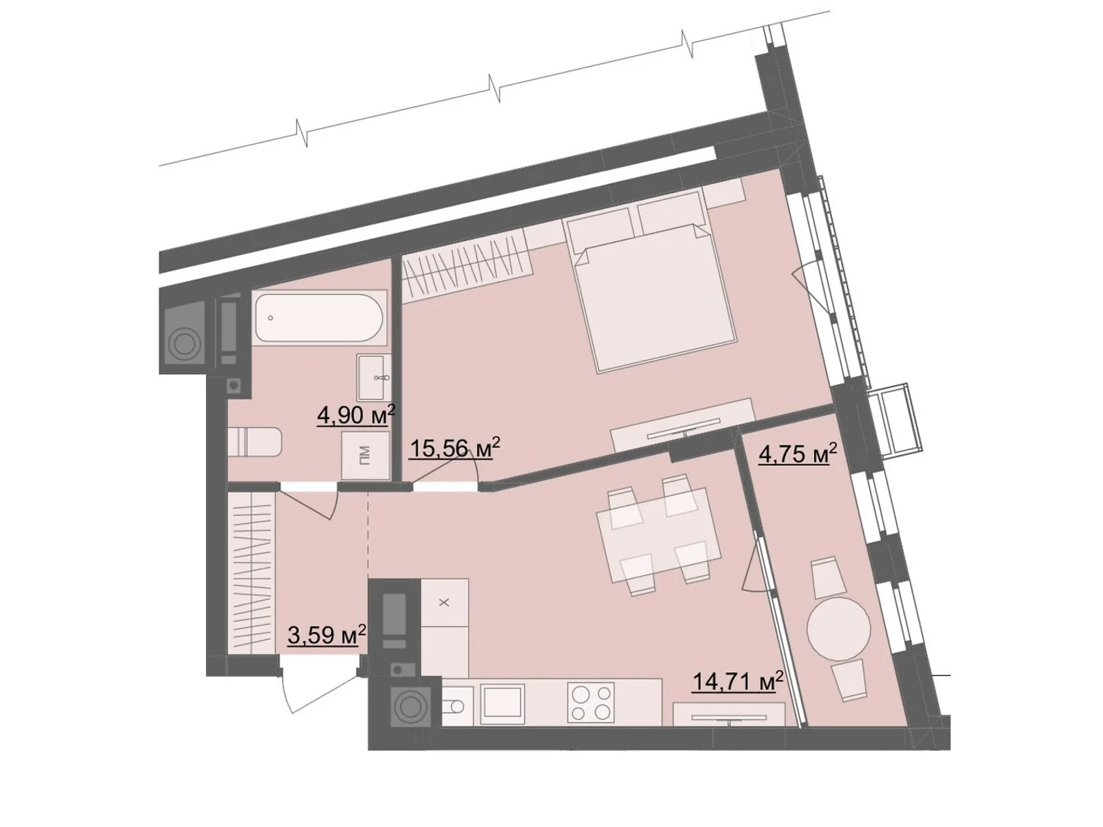 Продається 1-кімнатна квартира 43.51 кв. м у Житомирі