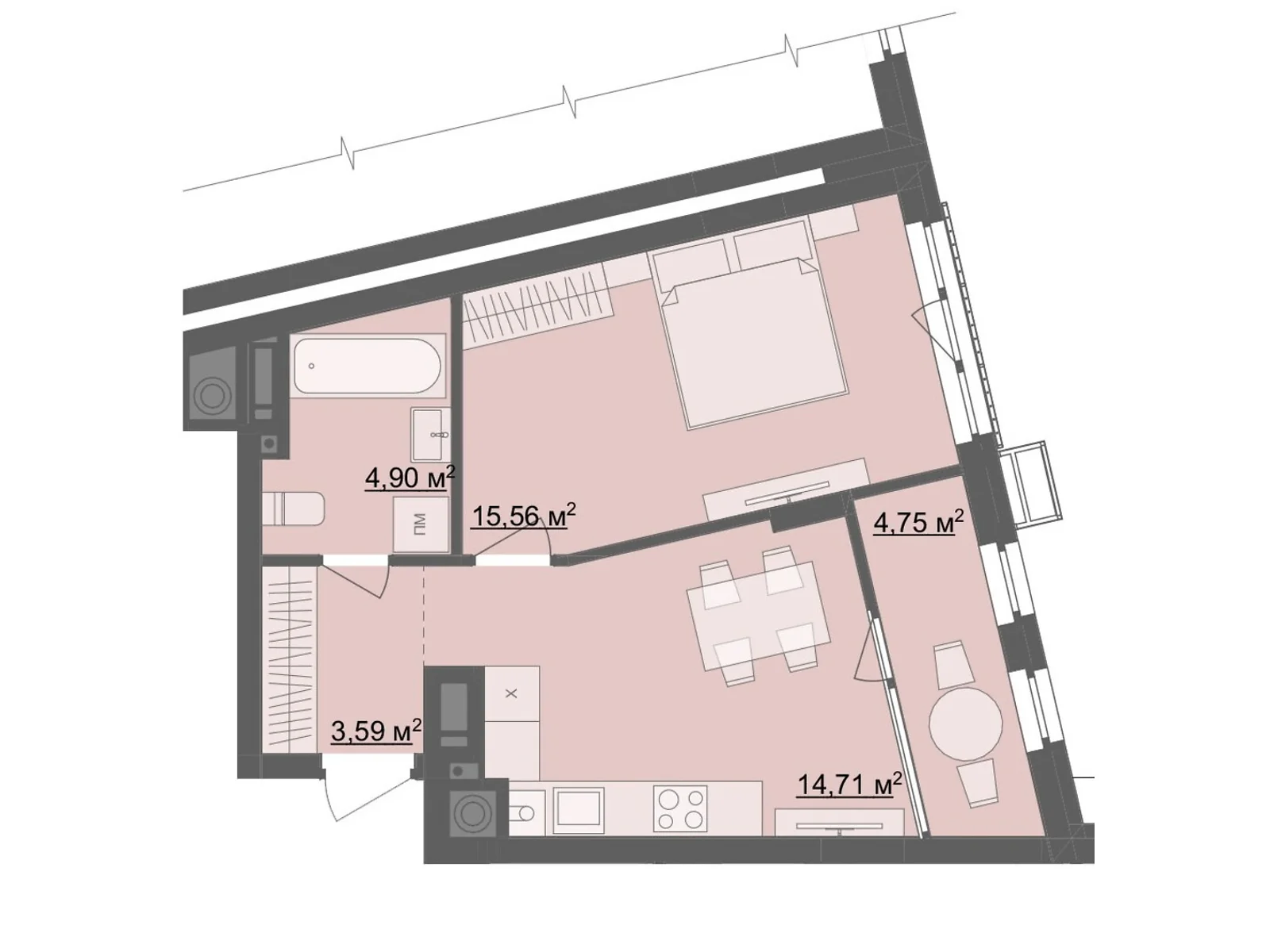 Продается 1-комнатная квартира 44.16 кв. м в Житомире, бул. Тетеревский, 25 - фото 1
