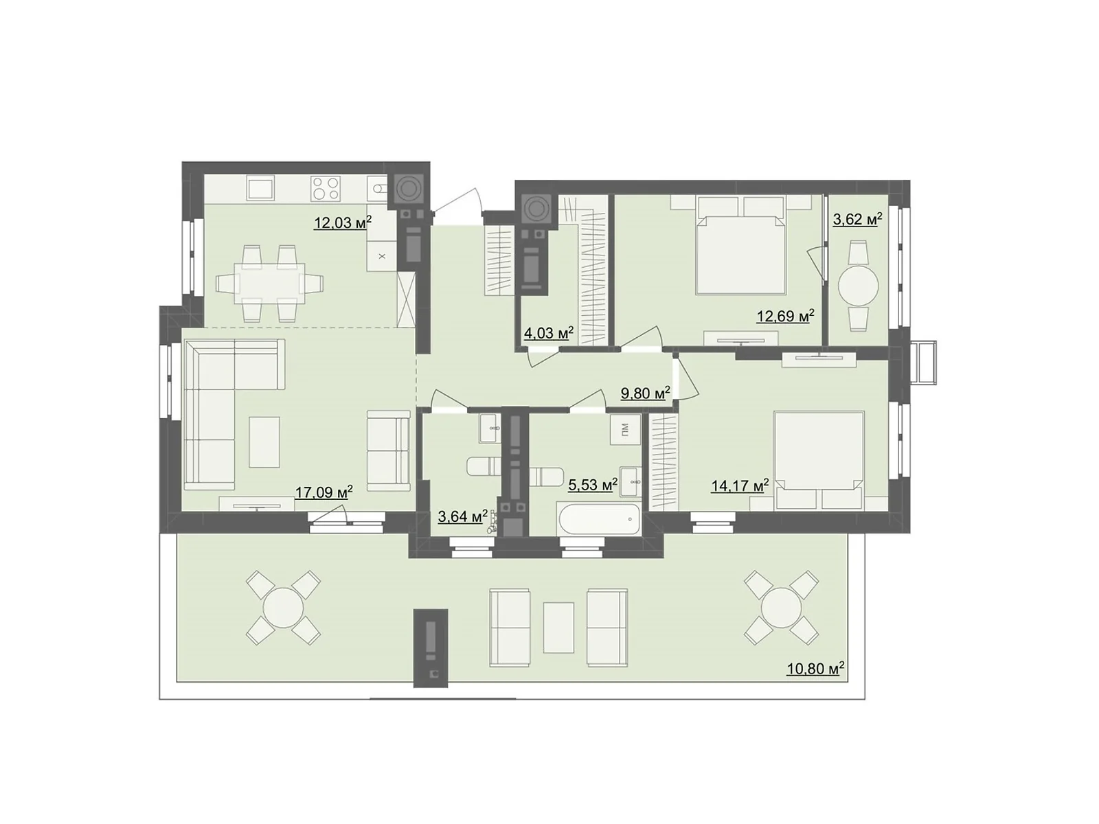 Продается 3-комнатная квартира 93.52 кв. м в Житомире, цена: 84168 $