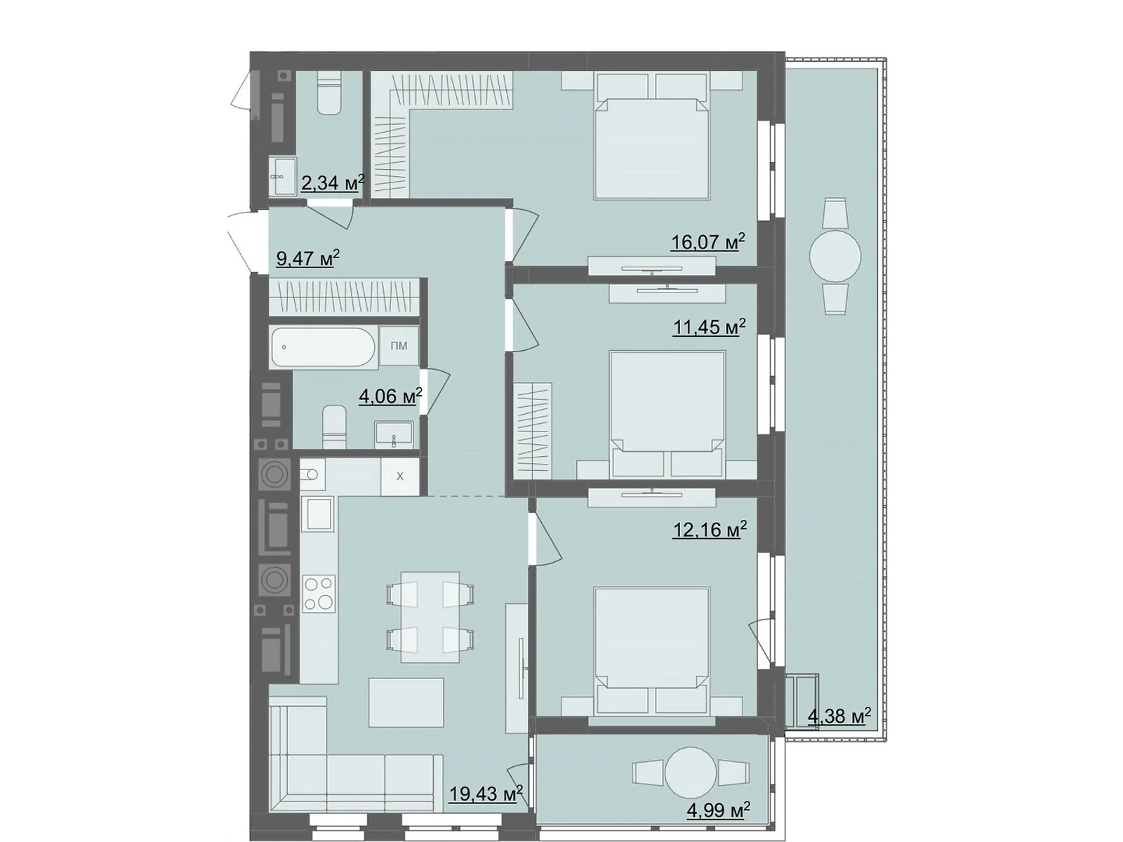 Продается 3-комнатная квартира 71.32 кв. м в Житомире