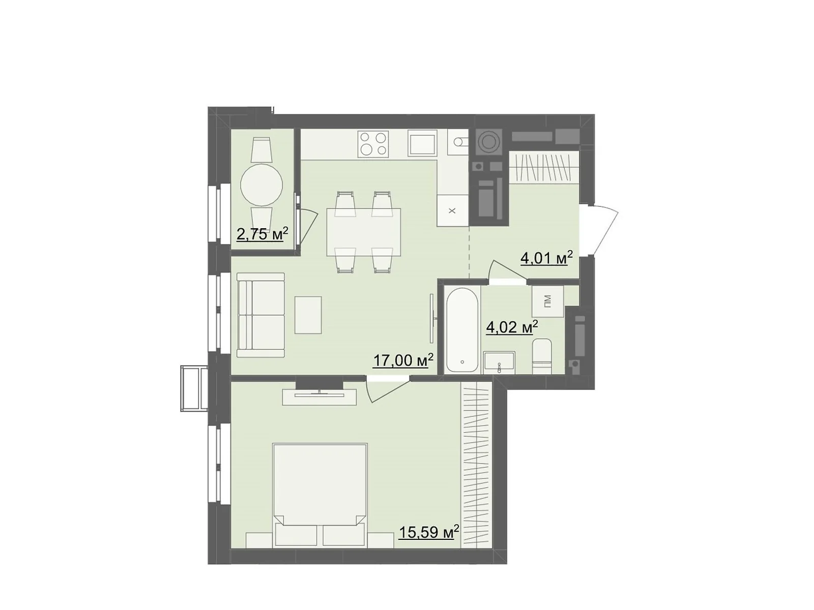 Продается 1-комнатная квартира 43.37 кв. м в Житомире, бул. Тетеревский, 25 - фото 1