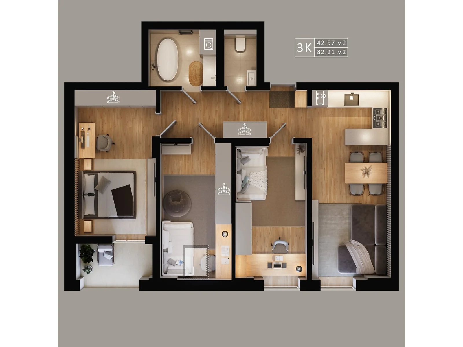 Продается 3-комнатная квартира 82.09 кв. м в Струмовке, ул. Парковая, 72 - фото 1