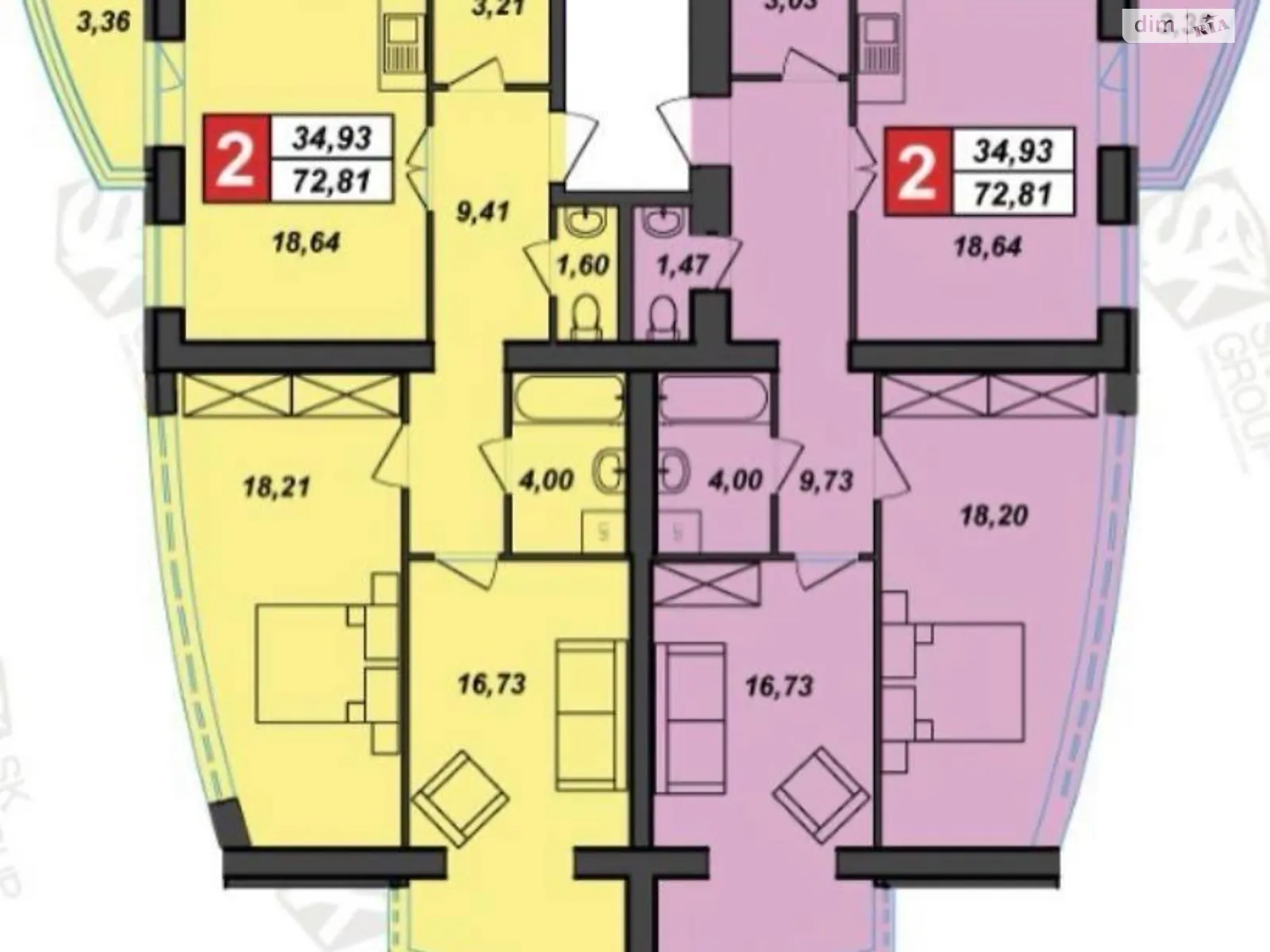 Продается 2-комнатная квартира 72 кв. м в Хмельницком, цена: 45000 $