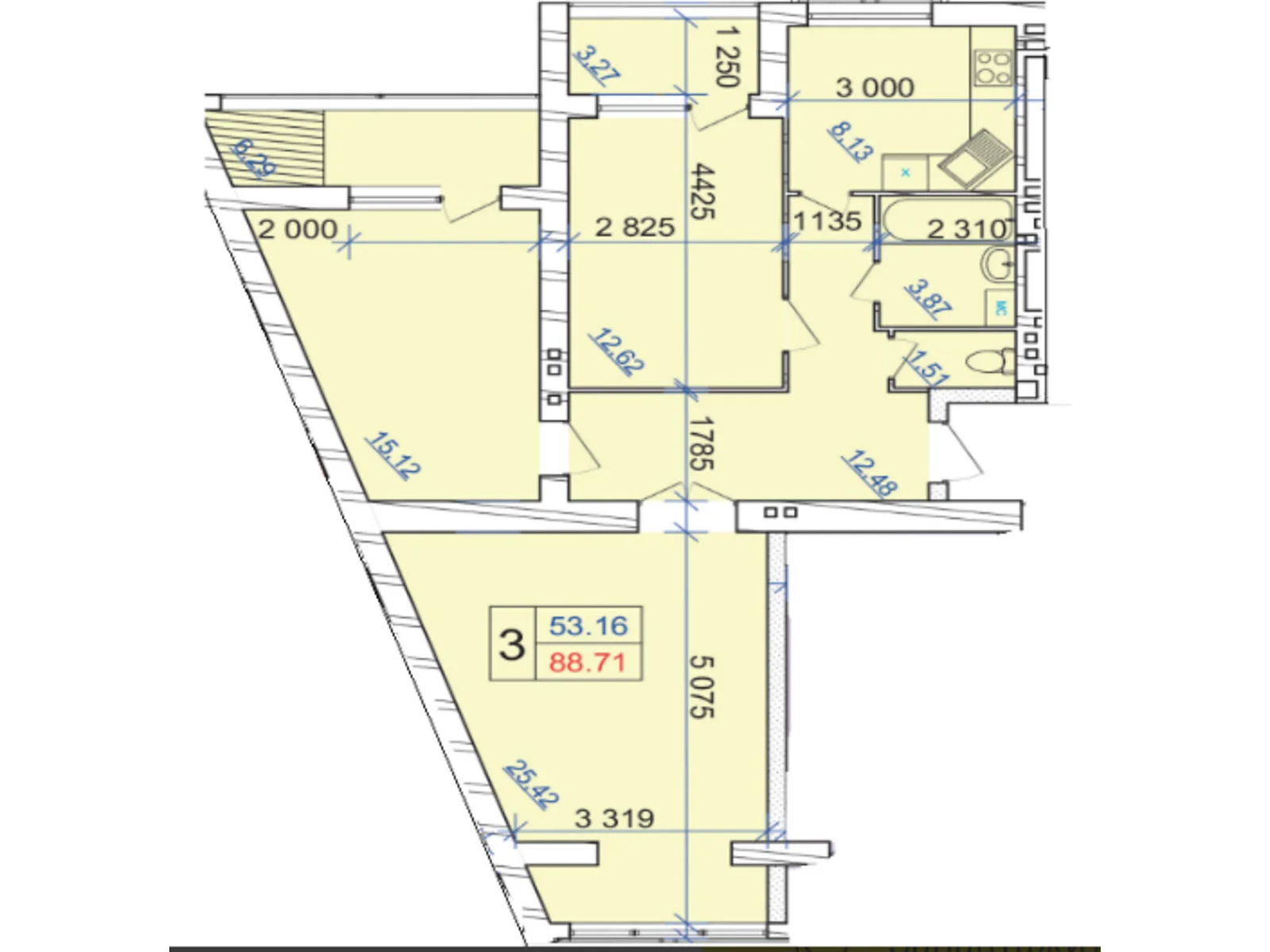 Продается 3-комнатная квартира 88.71 кв. м в Хмельницком, ул. Панаса Мирного, 18/2