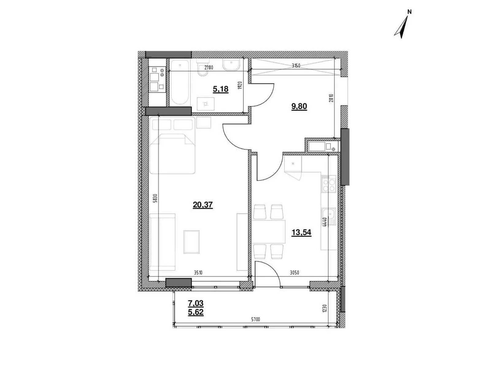 Продається 1-кімнатна квартира 54.51 кв. м у Львові, цена: 70880 $ - фото 1