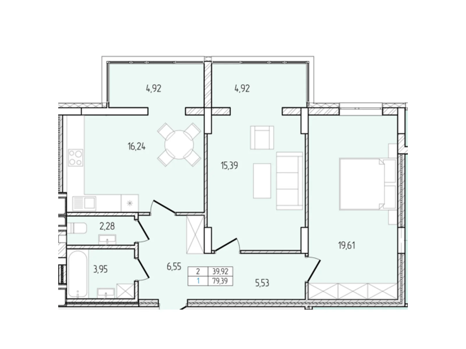 Продается 2-комнатная квартира 79.39 кв. м в Хмельницком, просп. Мира - фото 1