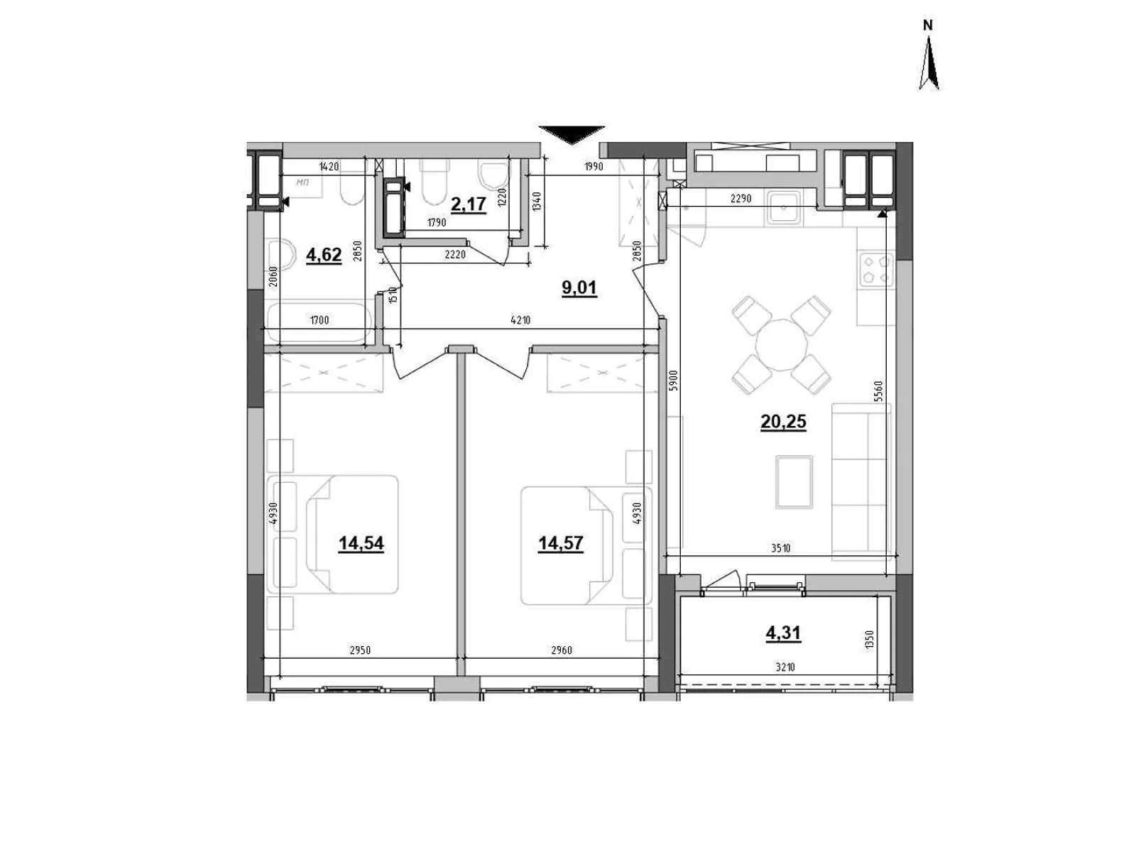 Продается 2-комнатная квартира 69.47 кв. м в Киеве, ул. Коновальца Евгения, 30 - фото 1