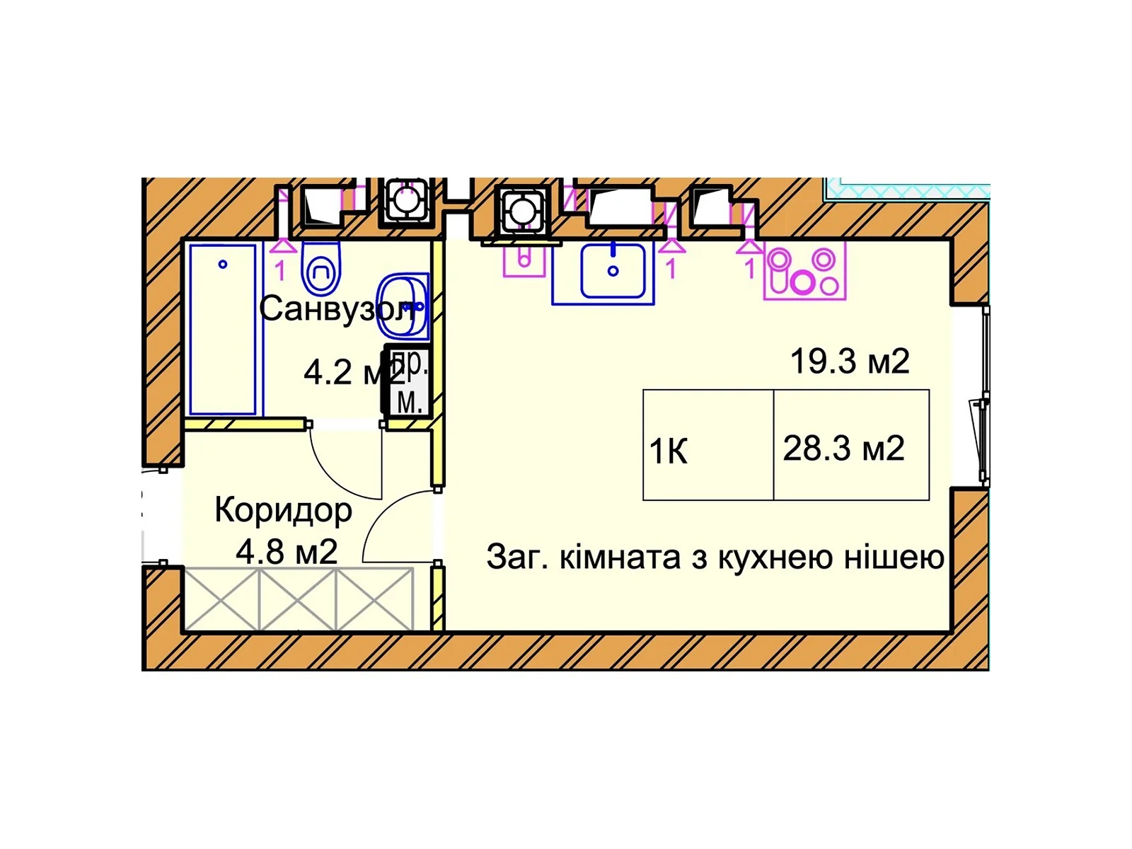 Продается 1-комнатная квартира 28.3 кв. м в Ровно, ул. Черновола Вячеслава, 94В-94Д - фото 1