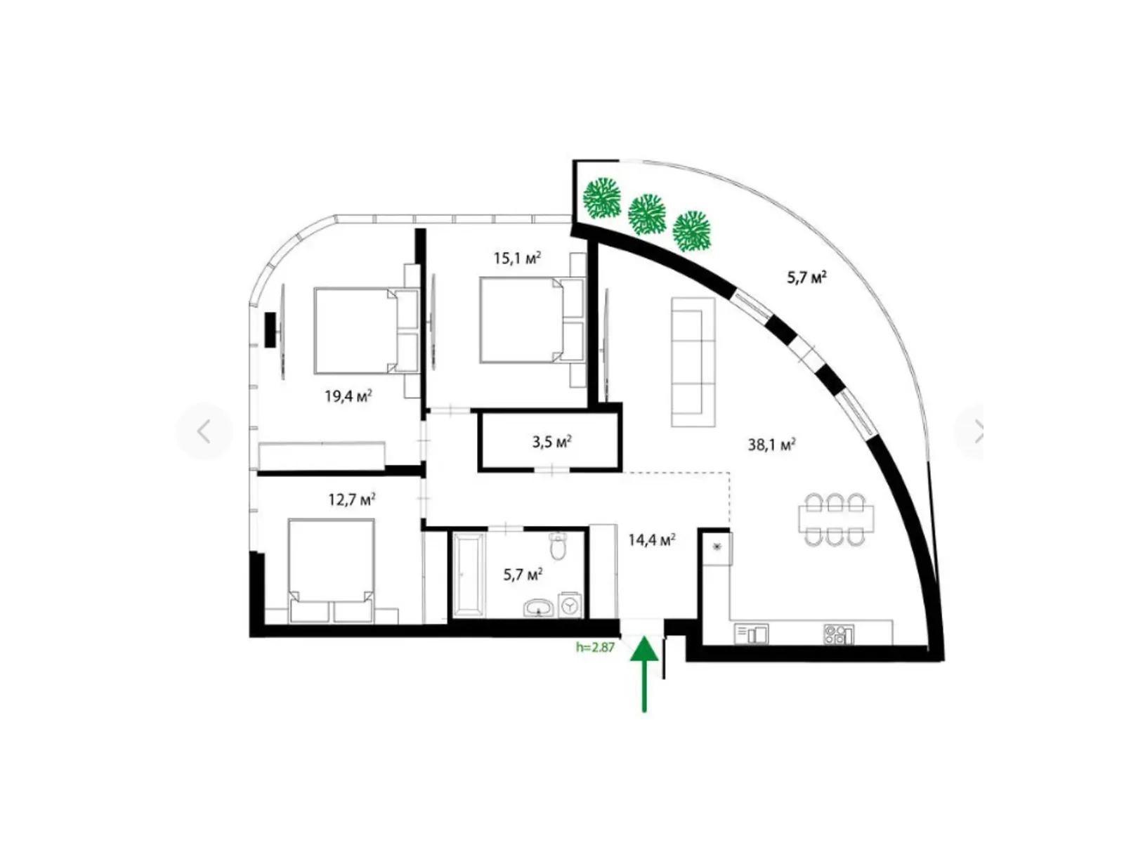 Продается 3-комнатная квартира 121 кв. м в Ужгороде - фото 1