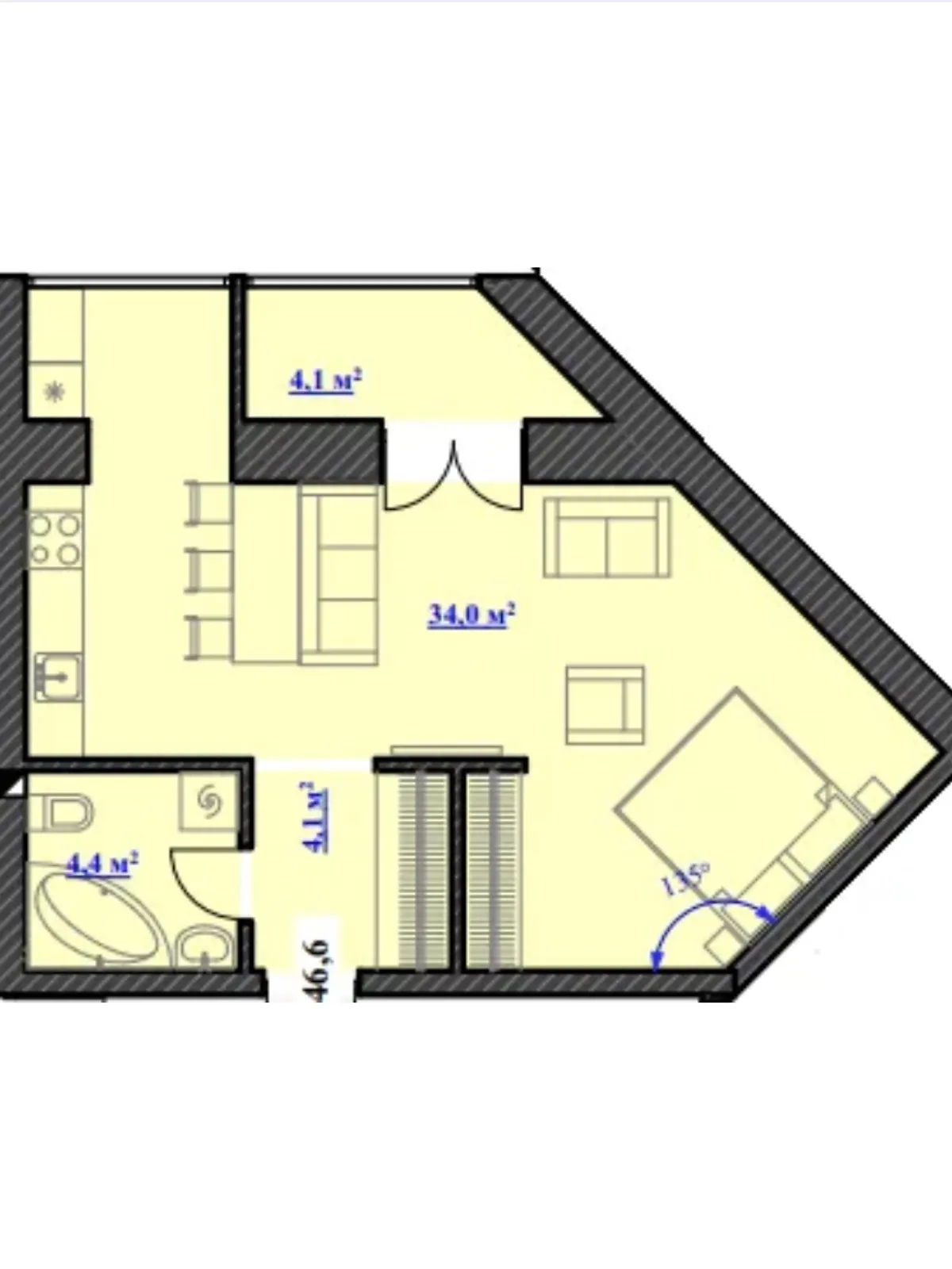 Продається 2-кімнатна квартира 46.6 кв. м у Микитинцях, цена: 28900 $ - фото 1