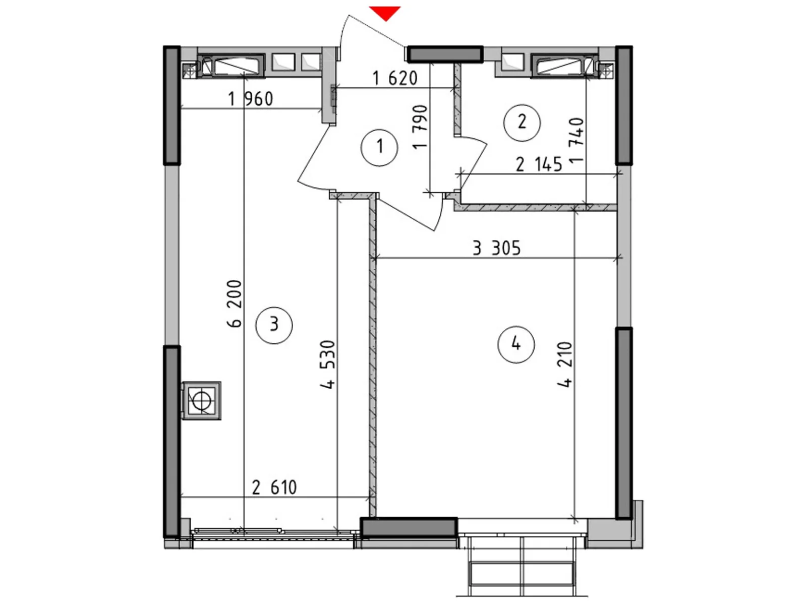 Продается 1-комнатная квартира 35.8 кв. м в Гатном, ул. Киевская(Карпа Валовня), 1 - фото 1