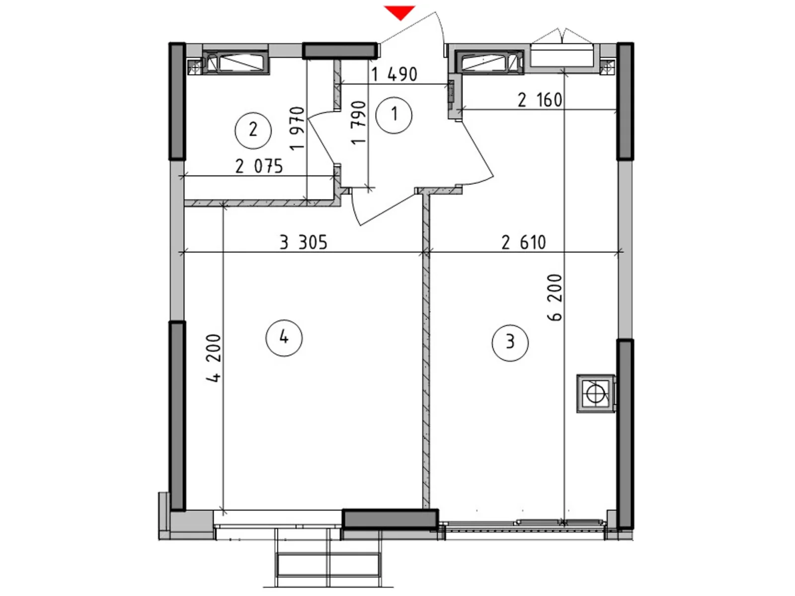 Продается 1-комнатная квартира 35.83 кв. м в Гатном, цена: 43502 $ - фото 1