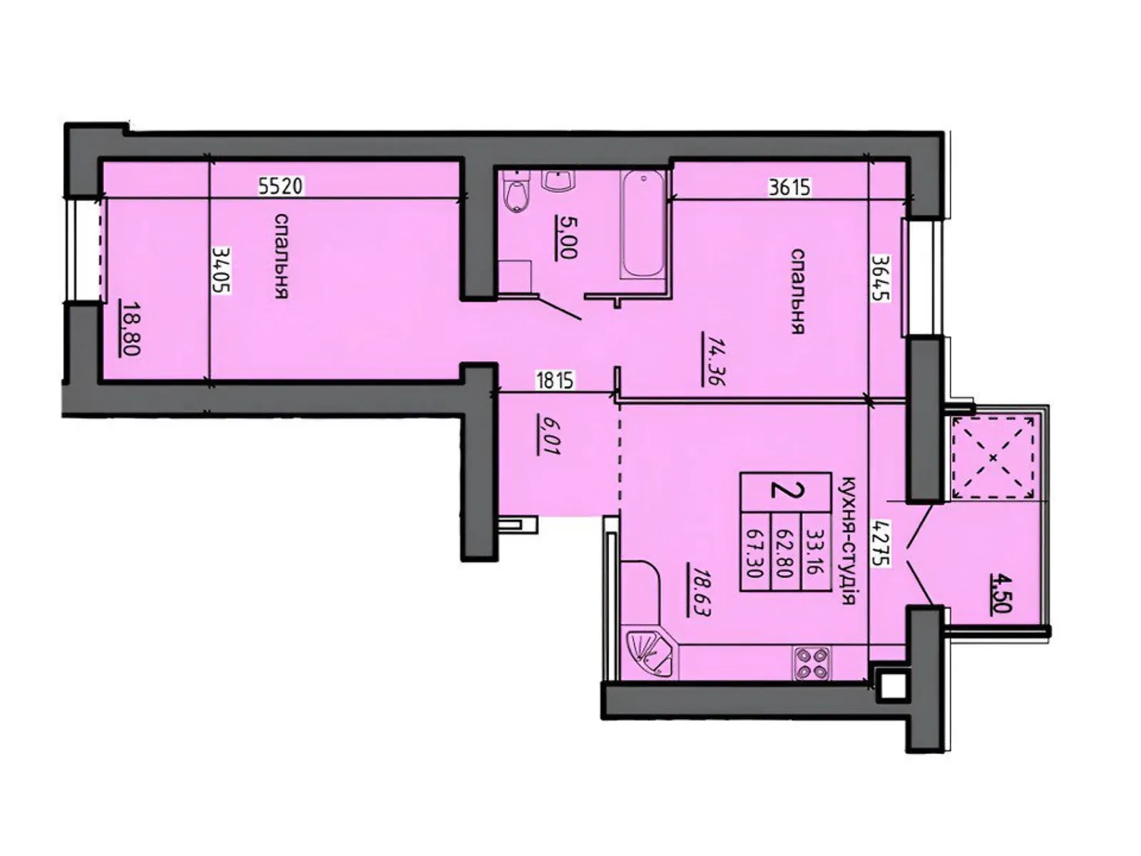 Продается 2-комнатная квартира 74.06 кв. м в Байковцах, пер. Дубовецкий, 7