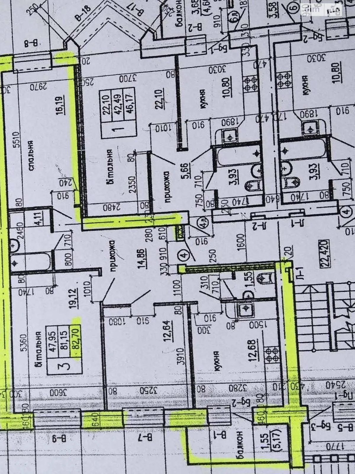 3-комнатная квартира 82.62 кв. м в Тернополе, пер. Тарнавского Мирона Генерала - фото 1