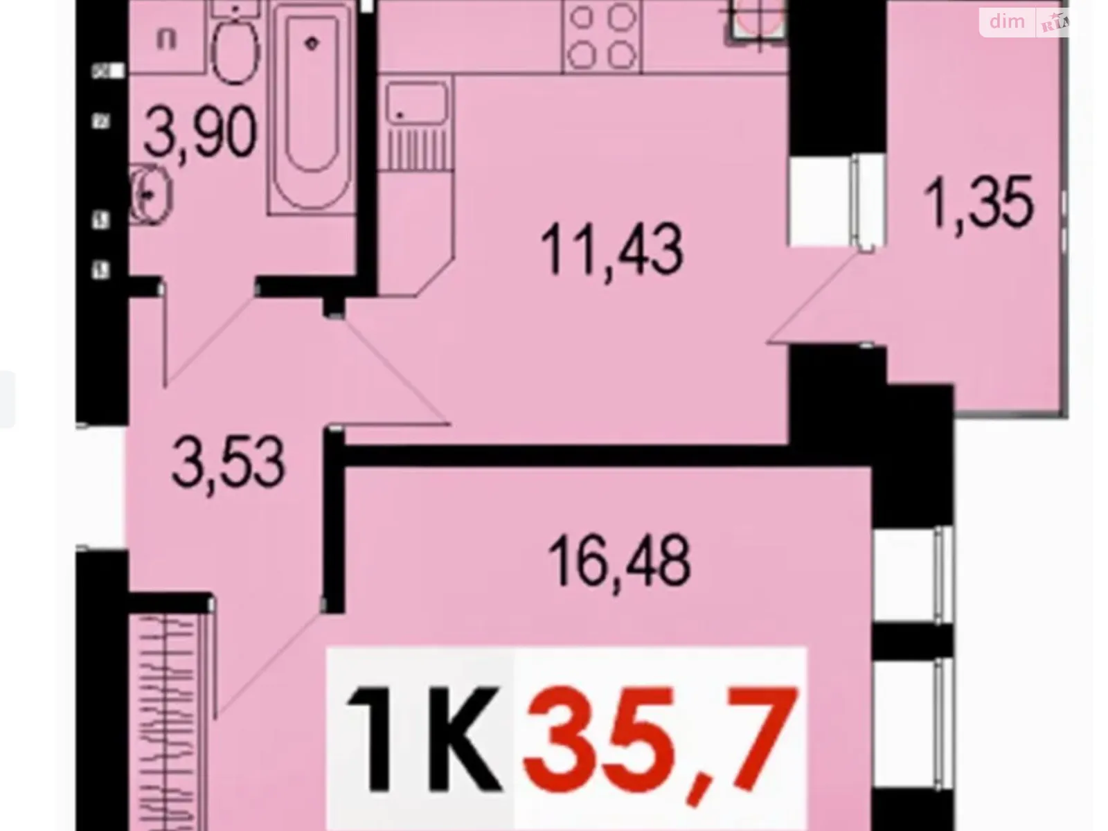 Продається 1-кімнатна квартира 36.3 кв. м у Івано-Франківську, вул. Івасюка, 19 - фото 1