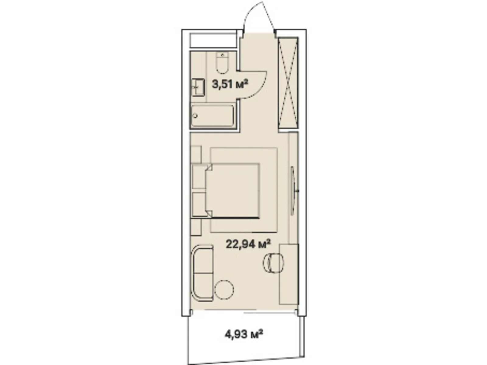 Продается 1-комнатная квартира 26.57 кв. м в Яремче,  - фото 1