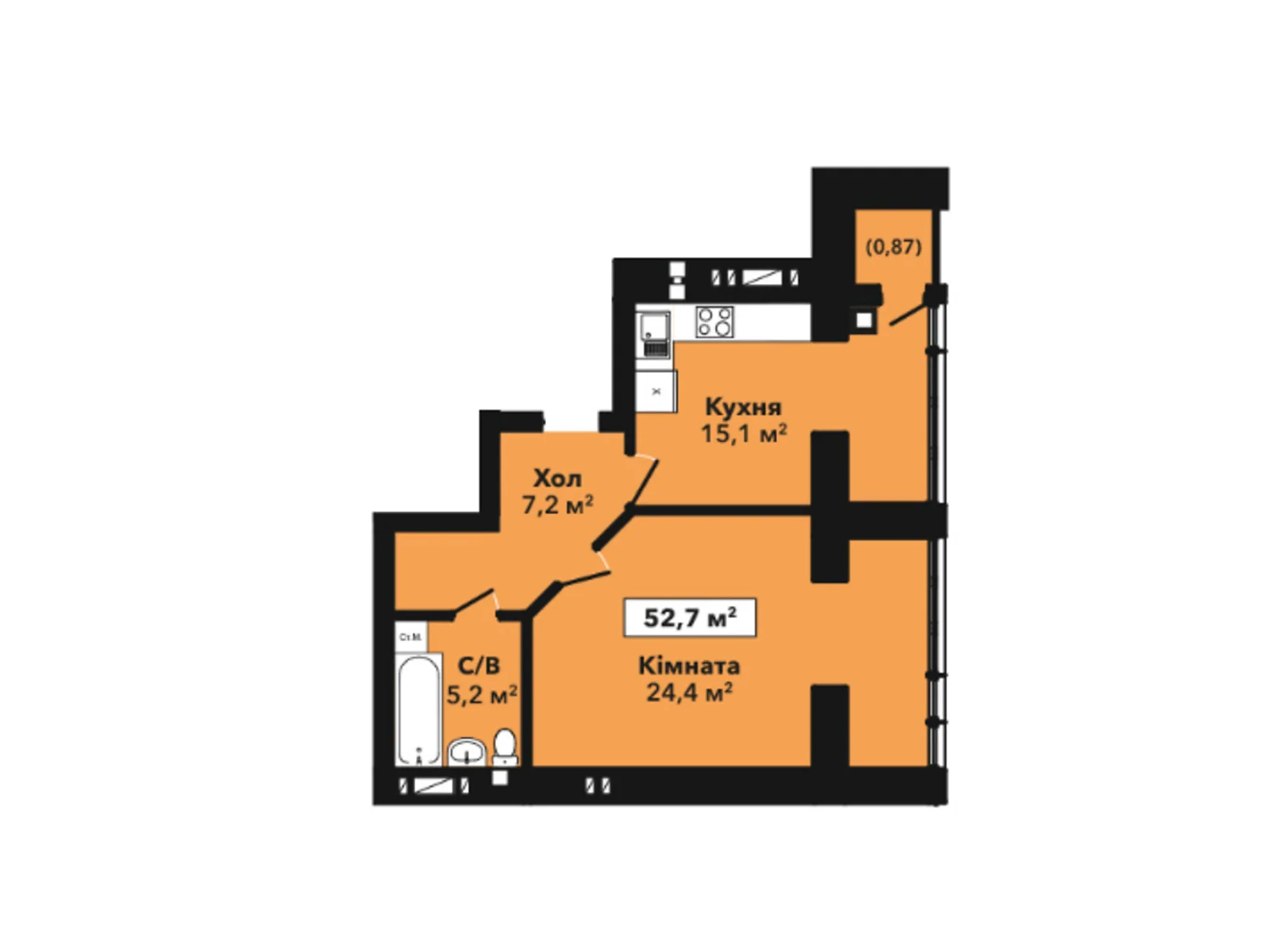 Продается 1-комнатная квартира 52.7 кв. м в Хмельницком, ул. Довженко, 4