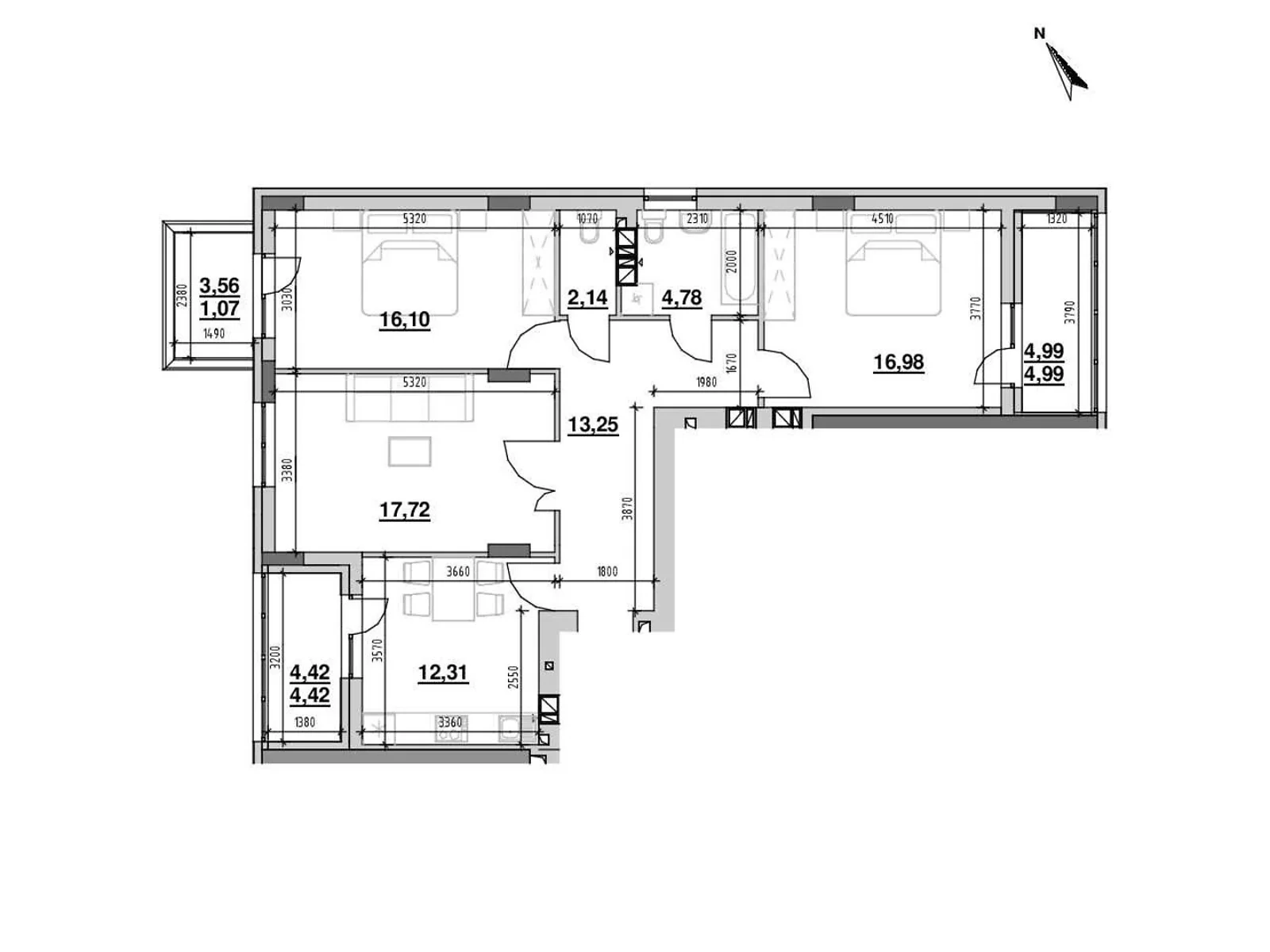 Продается 3-комнатная квартира 91.8 кв. м в Львове, ул. Рудненская, 8