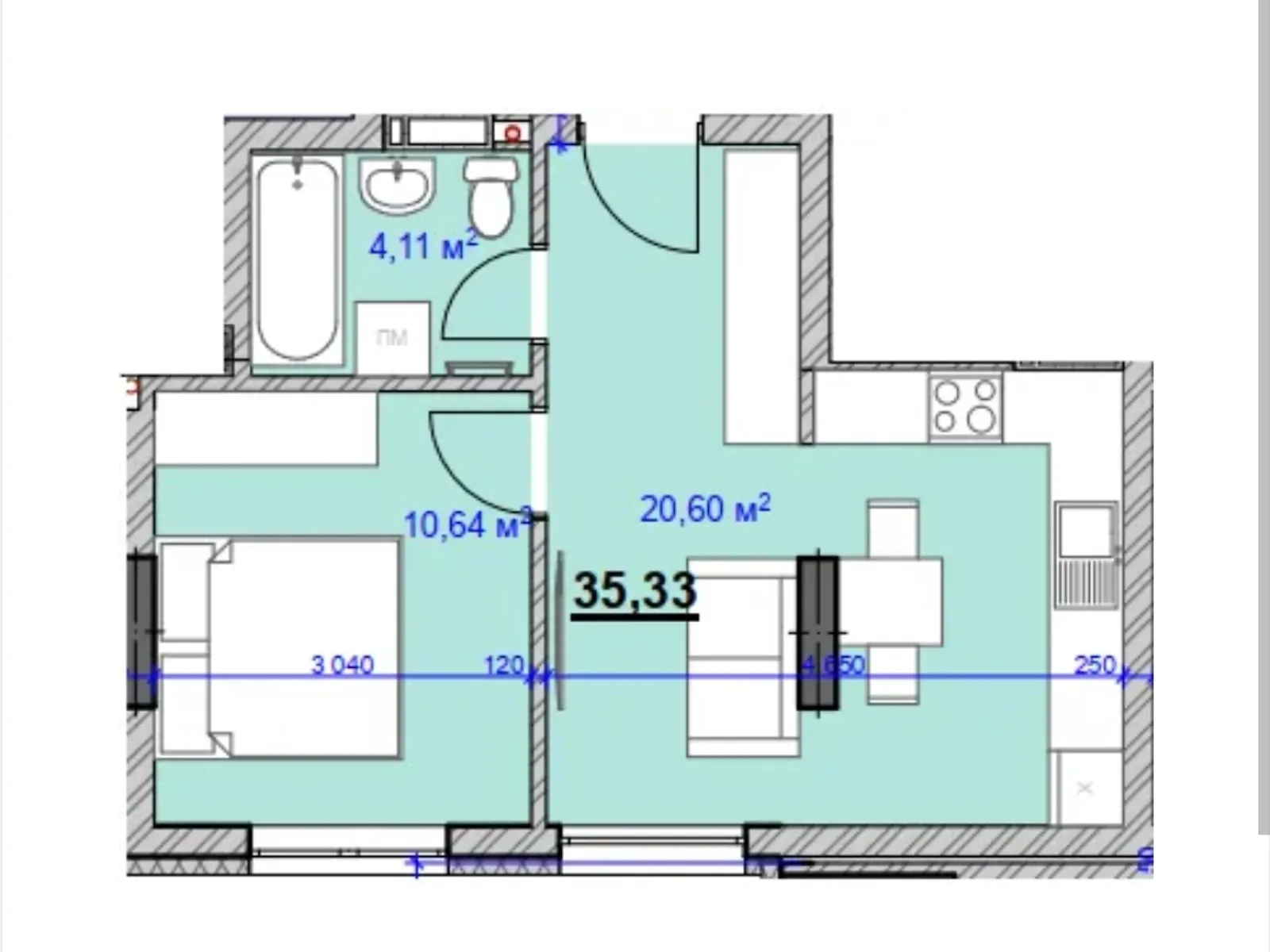 Продается 1-комнатная квартира 35.33 кв. м в Ивано-Франковске, ул. Целевича Юлиана - фото 1