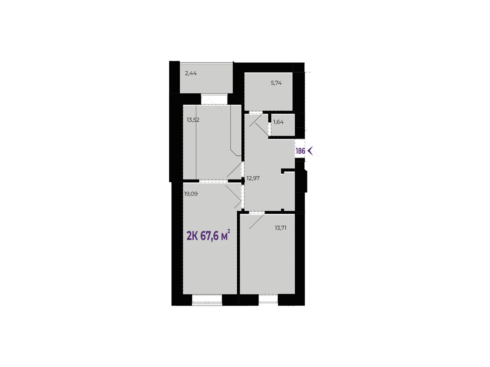 Продается 2-комнатная квартира 67.6 кв. м в Ивано-Франковске - фото 1