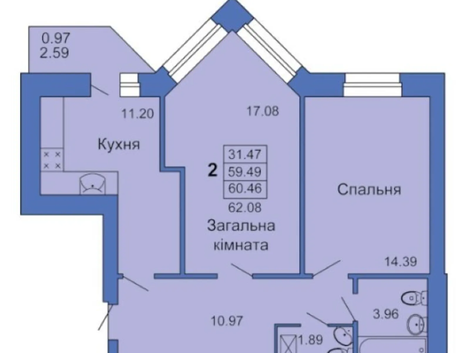 Продается 2-комнатная квартира 62 кв. м в Полтаве, пл. Павленковская, 3В - фото 1