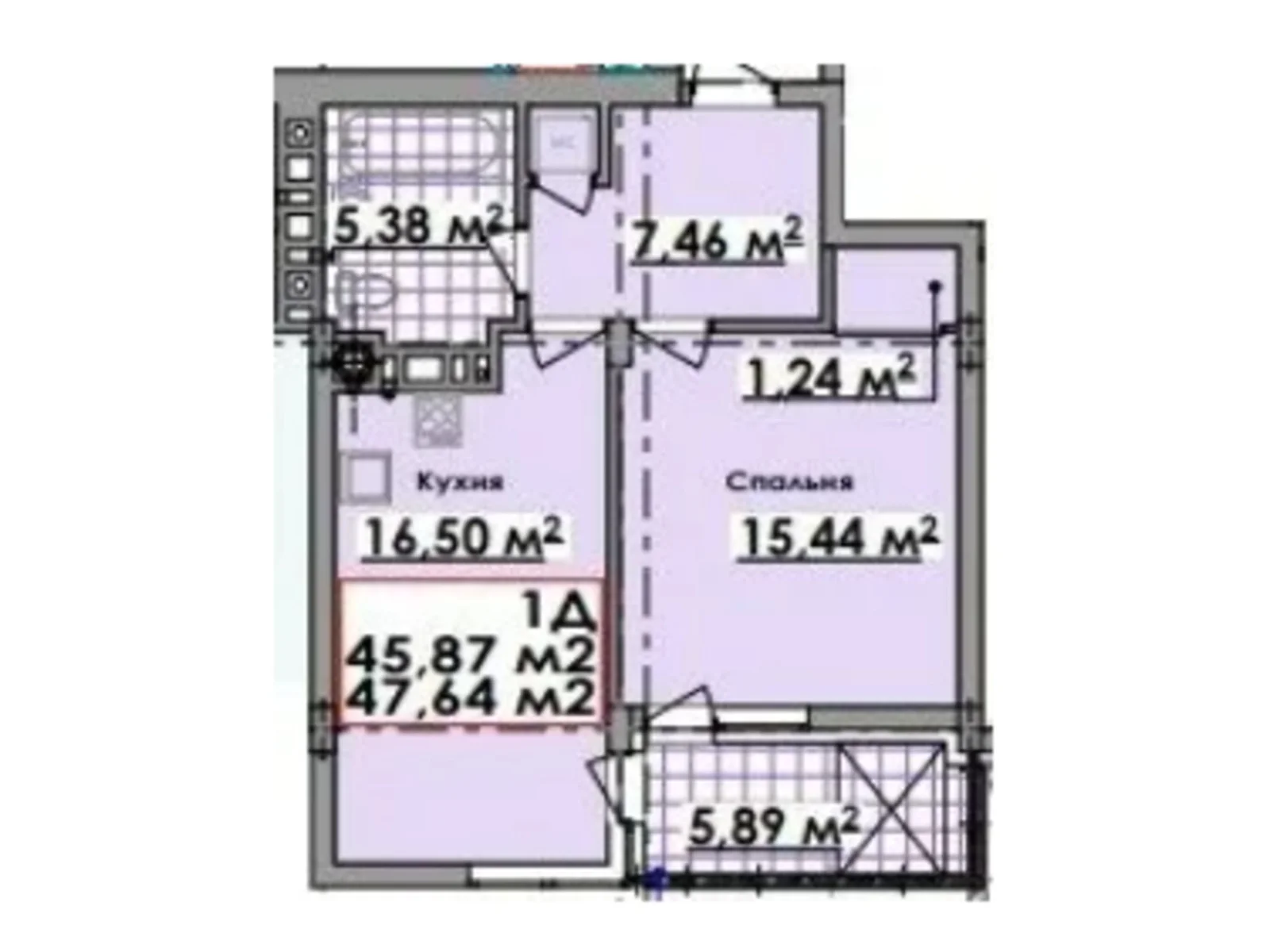 Продається 1-кімнатна квартира 47.64 кв. м у Підберізцях - фото 1