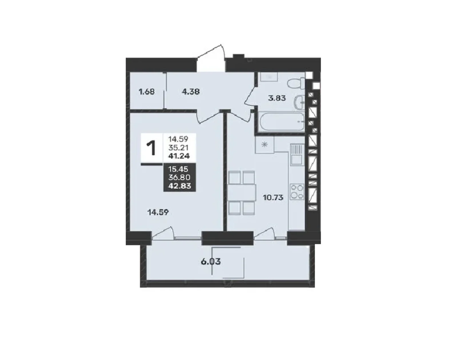 Продается 1-комнатная квартира 41.24 кв. м в Винниках, ул. Кольцевая - фото 1