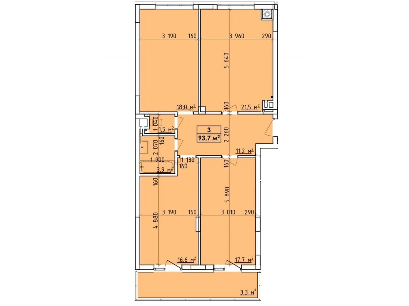 Продается 3-комнатная квартира 93.7 кв. м в Черновцах, пр. Венский, 186А - фото 1