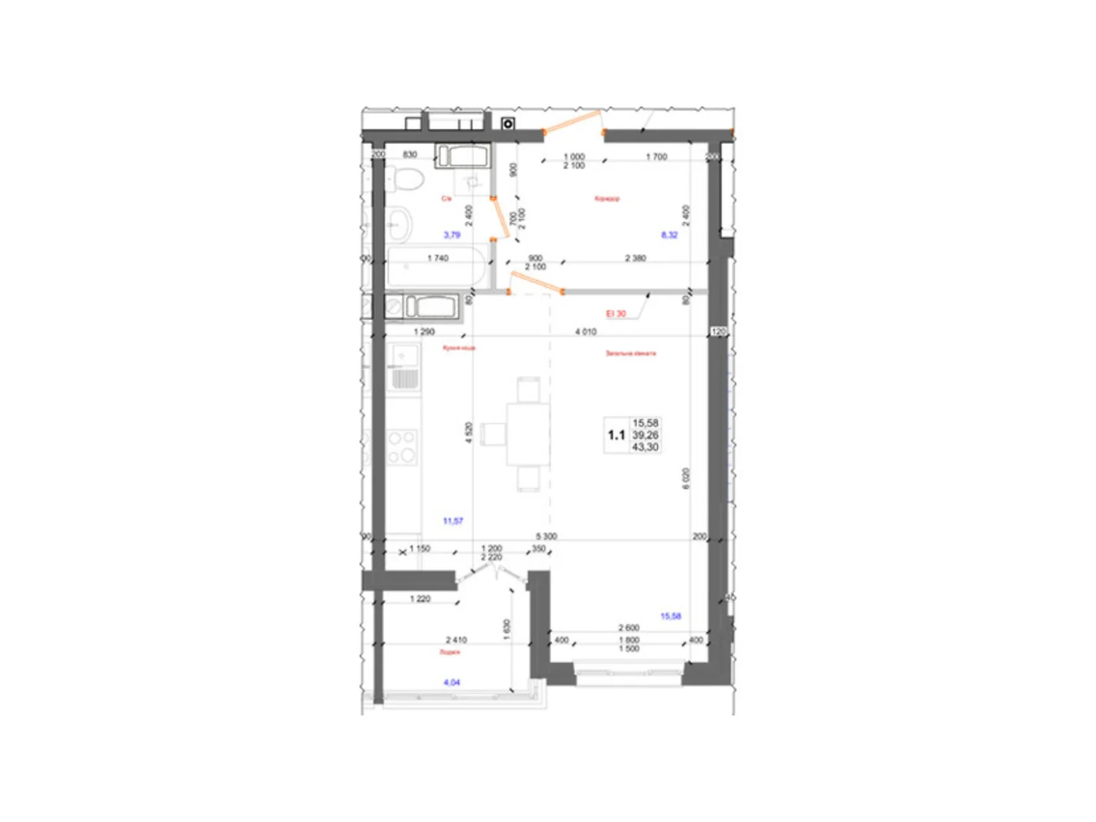 Продается 1-комнатная квартира 43.3 кв. м в, цена: 37381 $ - фото 1