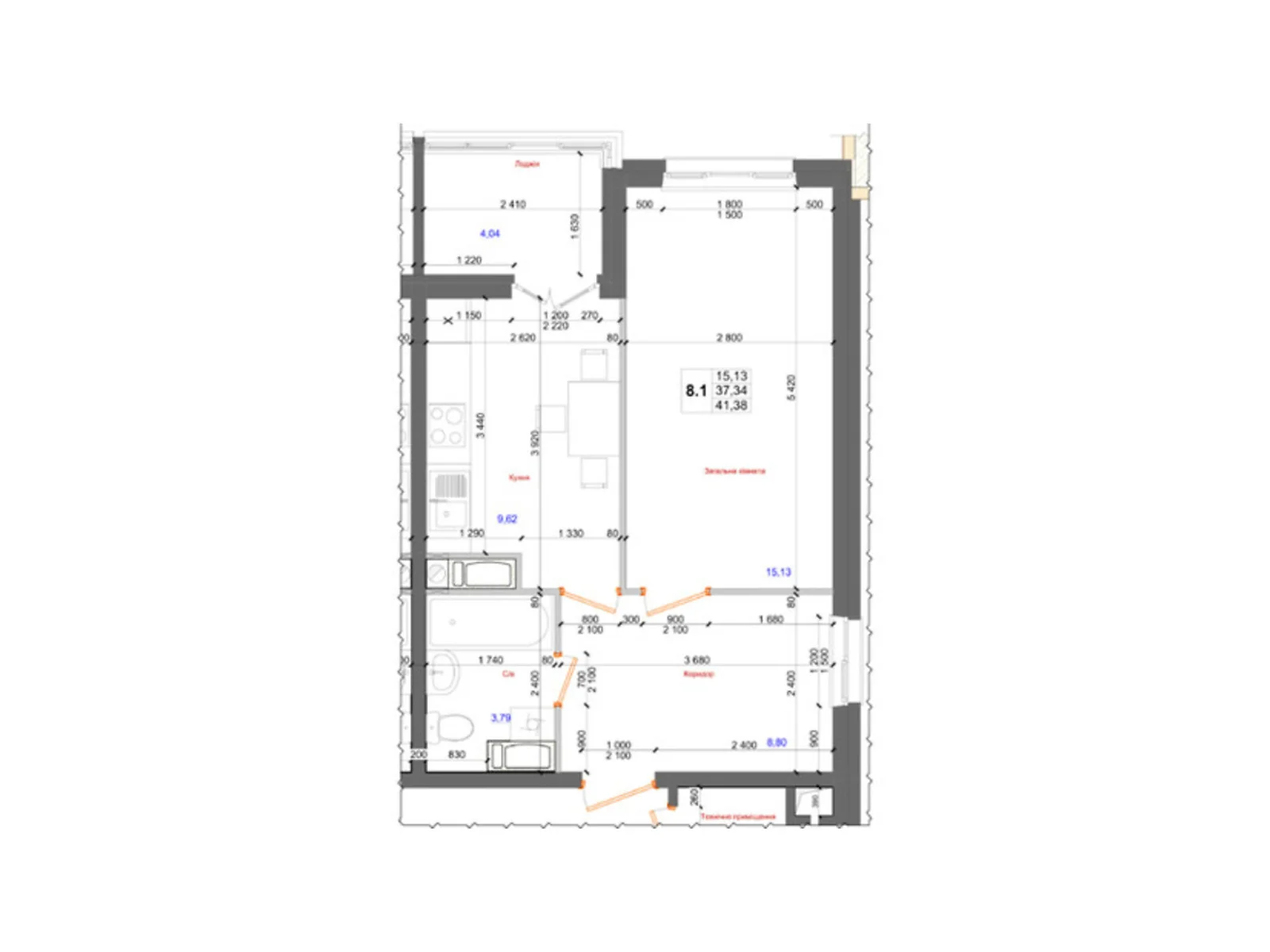 Продается 1-комнатная квартира 41.38 кв. м в, цена: 35724 $ - фото 1