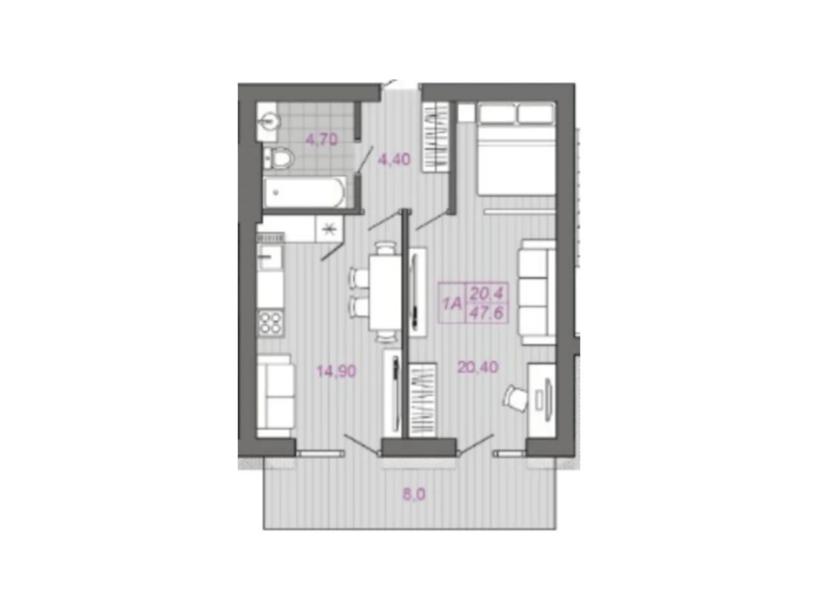Продается 1-комнатная квартира 47.6 кв. м в Струмовке, цена: 41412 $ - фото 1