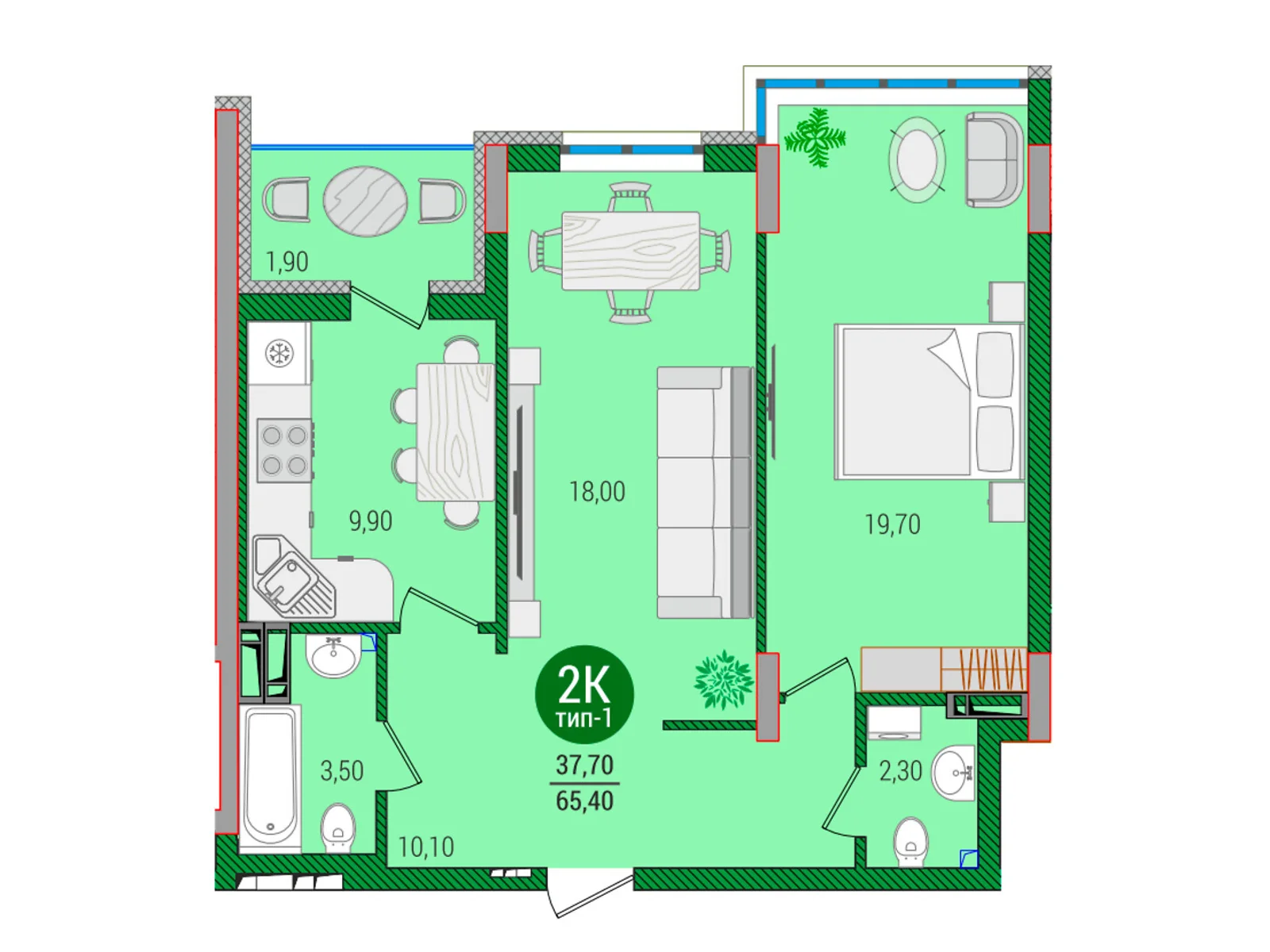 Продается 2-комнатная квартира 65.5 кв. м в Киеве, цена: 66209 $ - фото 1