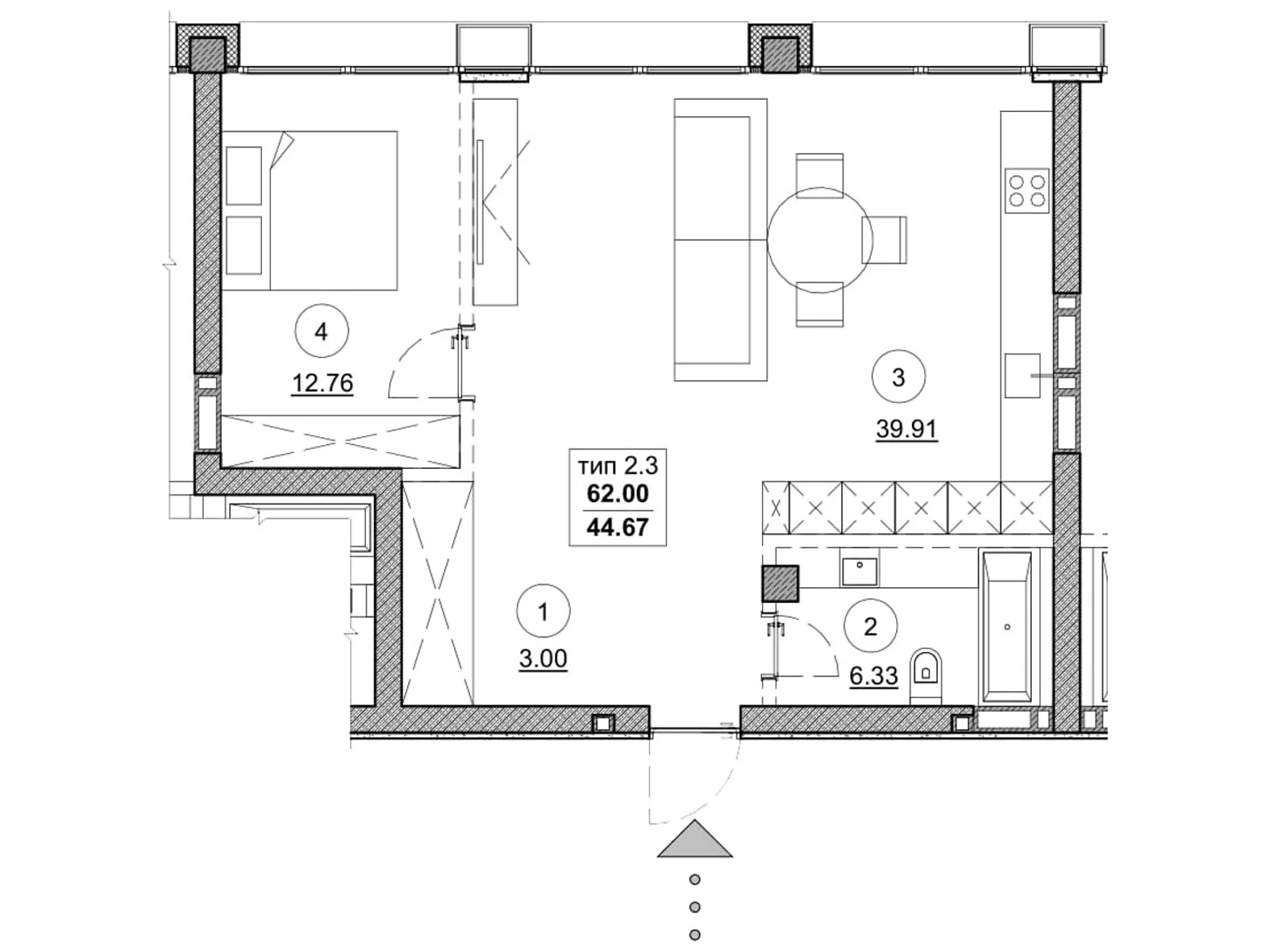 Продается 2-комнатная квартира 62 кв. м в Днепре, бул. Кобзаря, 3 - фото 1